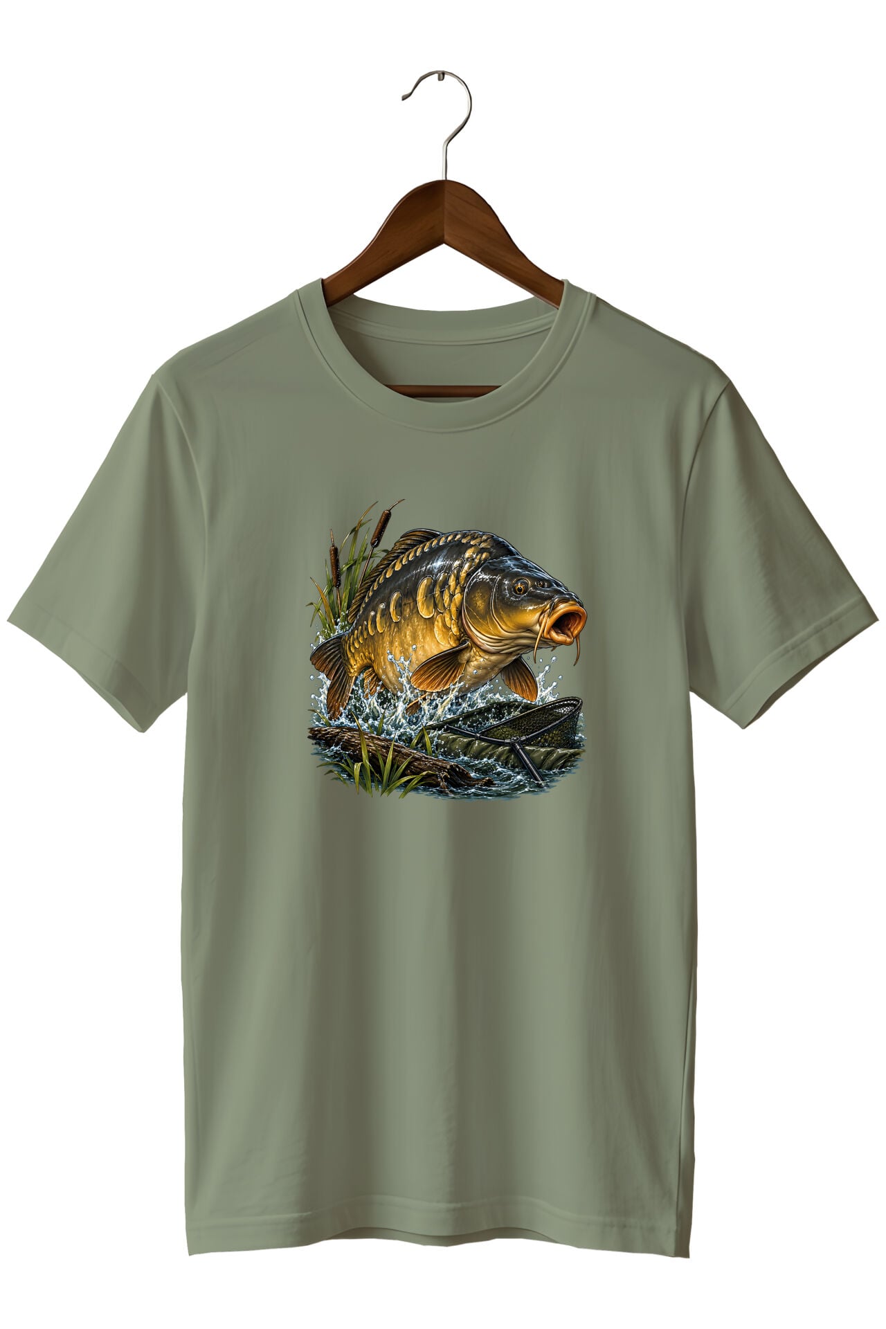 Widi Collection Sazan Balığı Baskılı Unisex T-Shirt – Balıkçı ve Sazan Avı Temalı Kısa Kollu Bisiklet Yaka