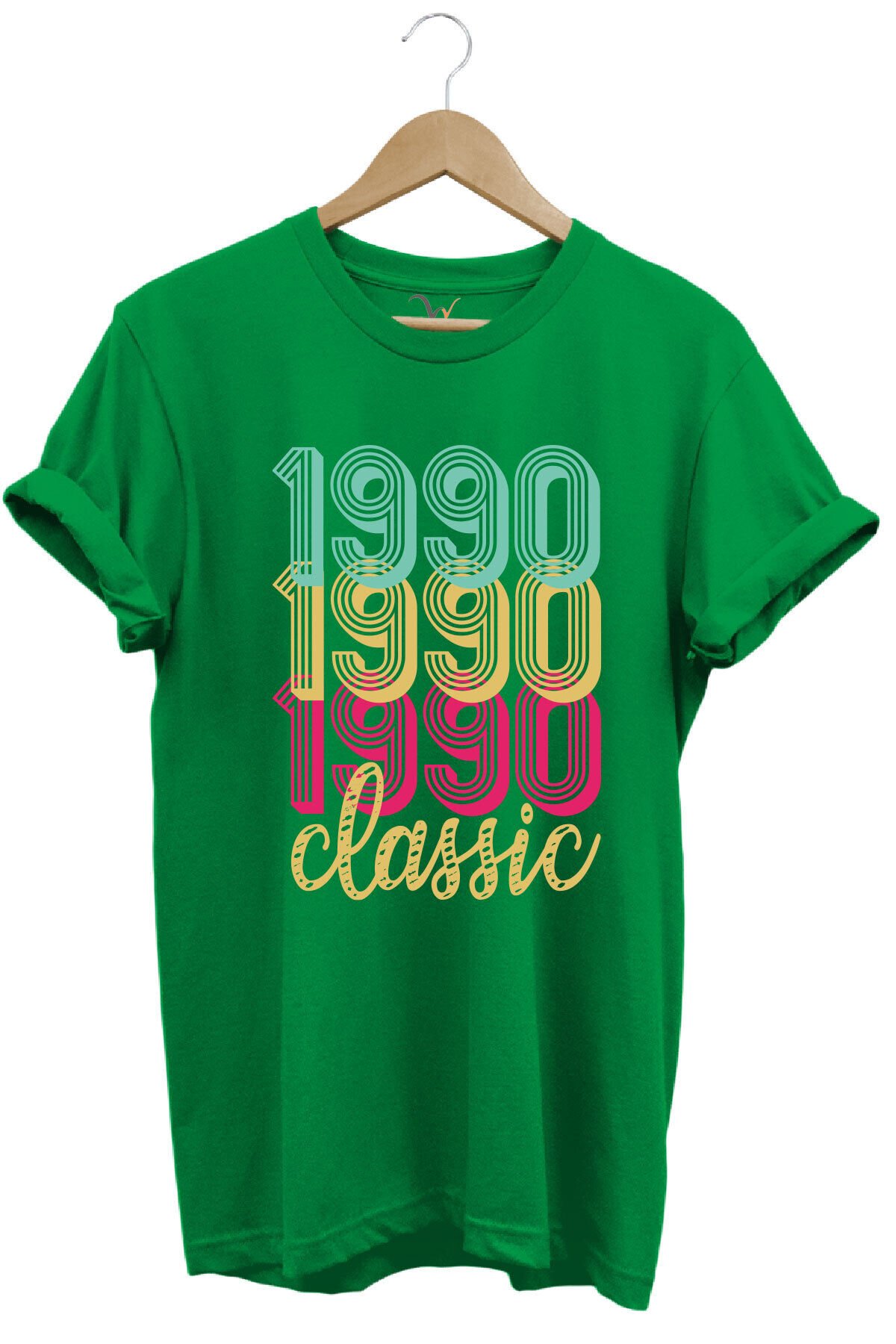 1990 Retro Vintage Classic Baskılı %100 Pamuk Regular Fit Unisex T-Shirt Yeşil - XL