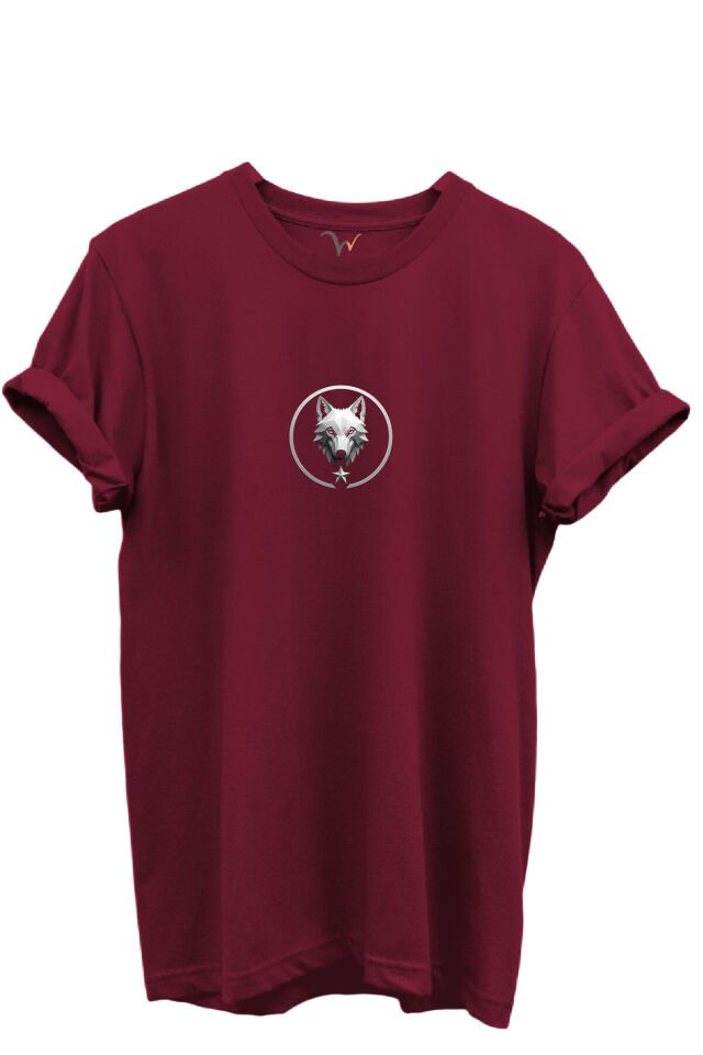 KURT ve TÜRK Özel Koleksiyon Serisi-10 Tasarım Baskılı %100 Pamuk T-shirt Bordo - S