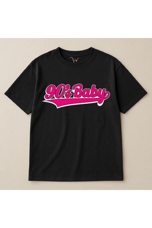 90's Baby 90'lar Çocuğu Baskılı Şık %100 Pamuk Oversize Bisiklet Yaka Unisex T-Shirt