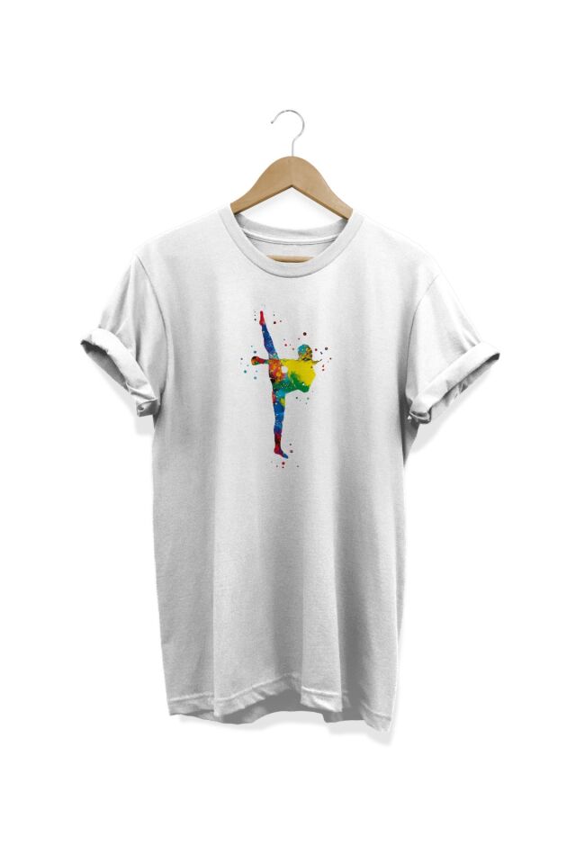 Karete Baskılı Beyaz T-shirt Beyaz - 11-12 Yaş