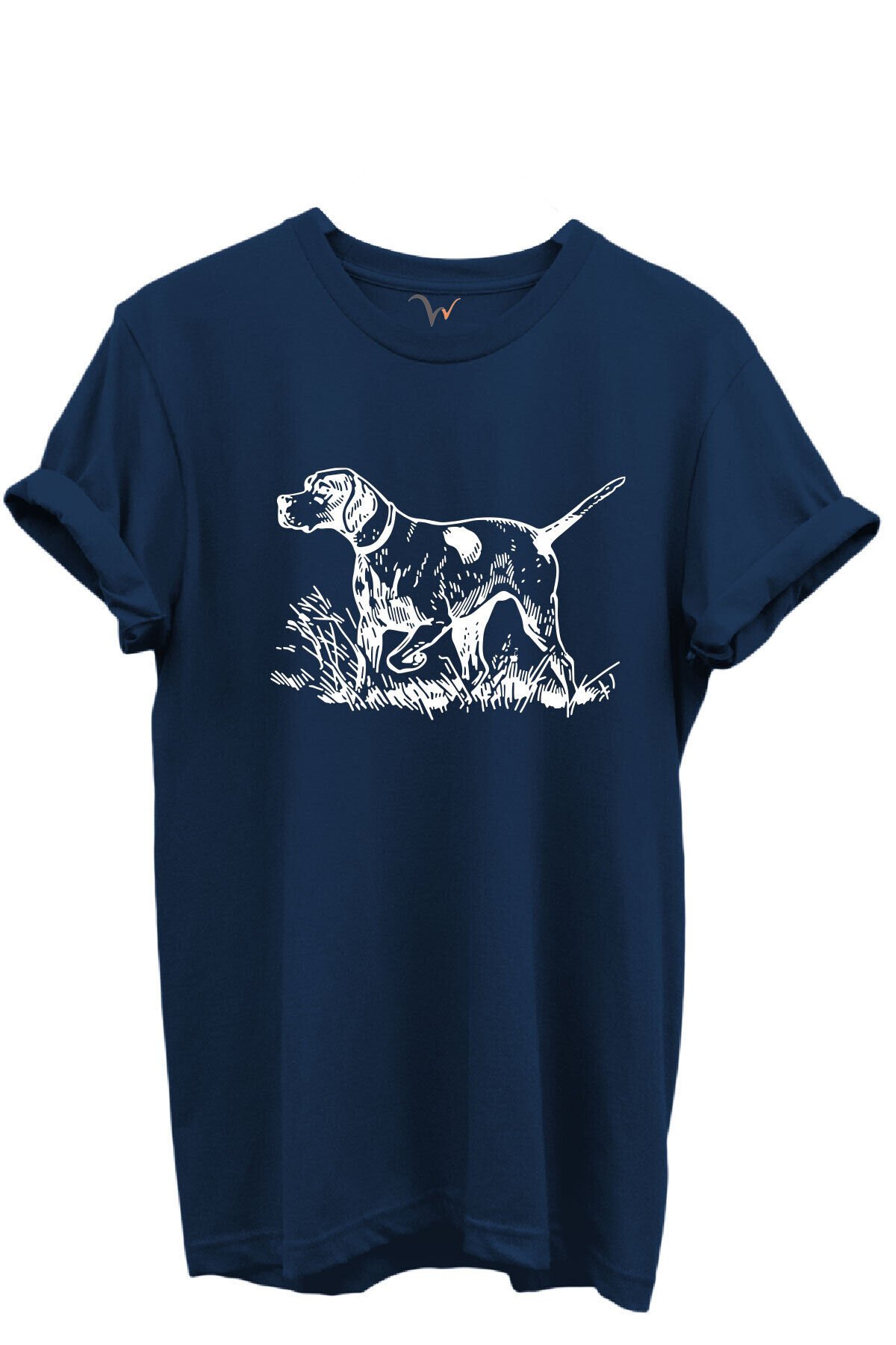 Siyah Çizgisel Pointer Av Köpeği Tasarımlı %100 Pamuk Regular Fit Unisex T-Shirt Lacivert - 3XL