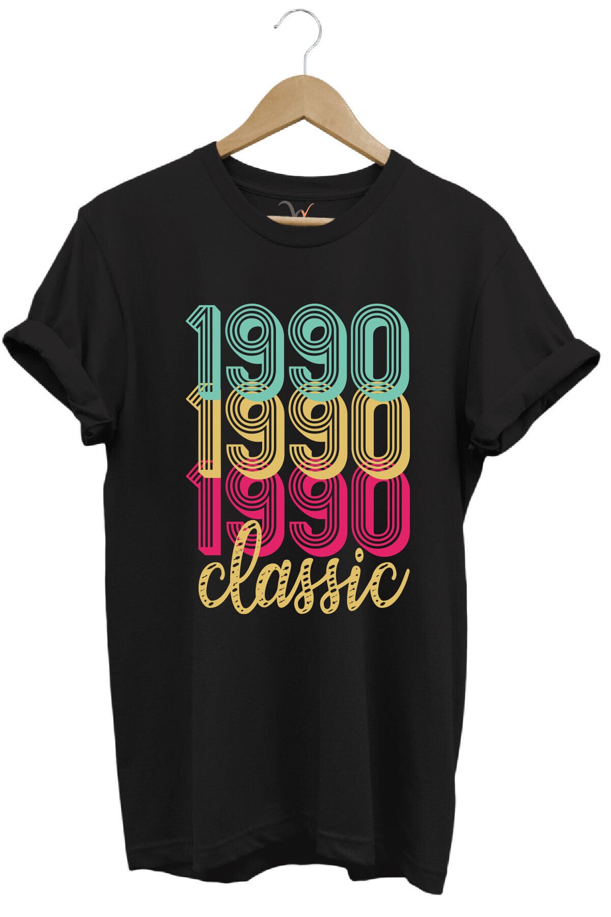 1990 Retro Vintage Classic Baskılı %100 Pamuk Regular Fit Unisex T-Shirt Siyah - 3XL