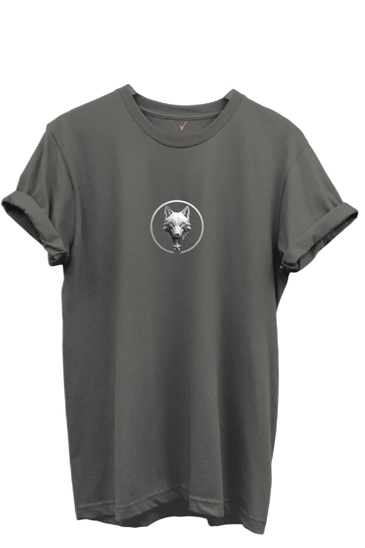 KURT ve TÜRK Özel Koleksiyon Serisi-10 Tasarım Baskılı %100 Pamuk T-shirt Antrasit Gri - 3XL