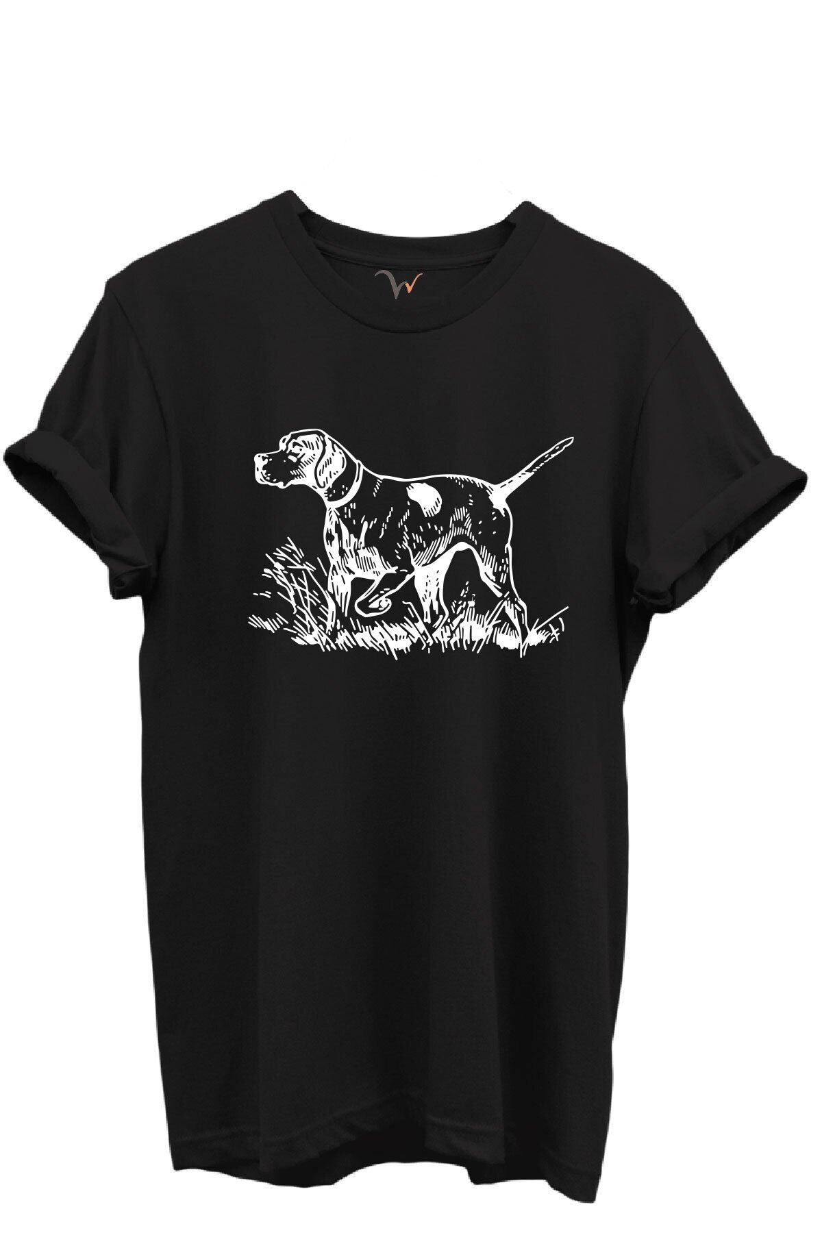 Siyah Çizgisel Pointer Av Köpeği Tasarımlı %100 Pamuk Regular Fit Unisex T-Shirt Siyah - 3XL
