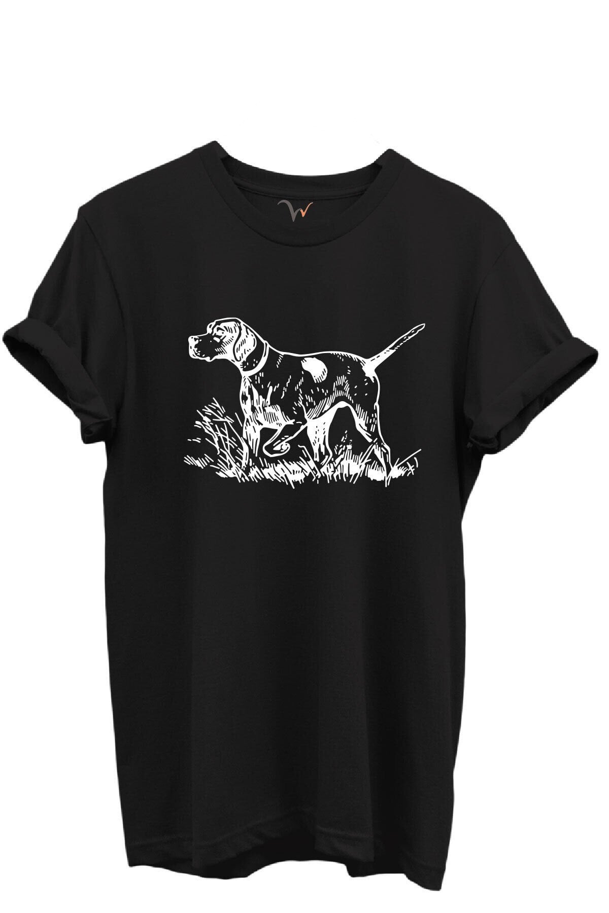 Siyah Çizgisel Pointer Av Köpeği Tasarımlı %100 Pamuk Regular Fit Unisex T-Shirt Siyah - 4XL