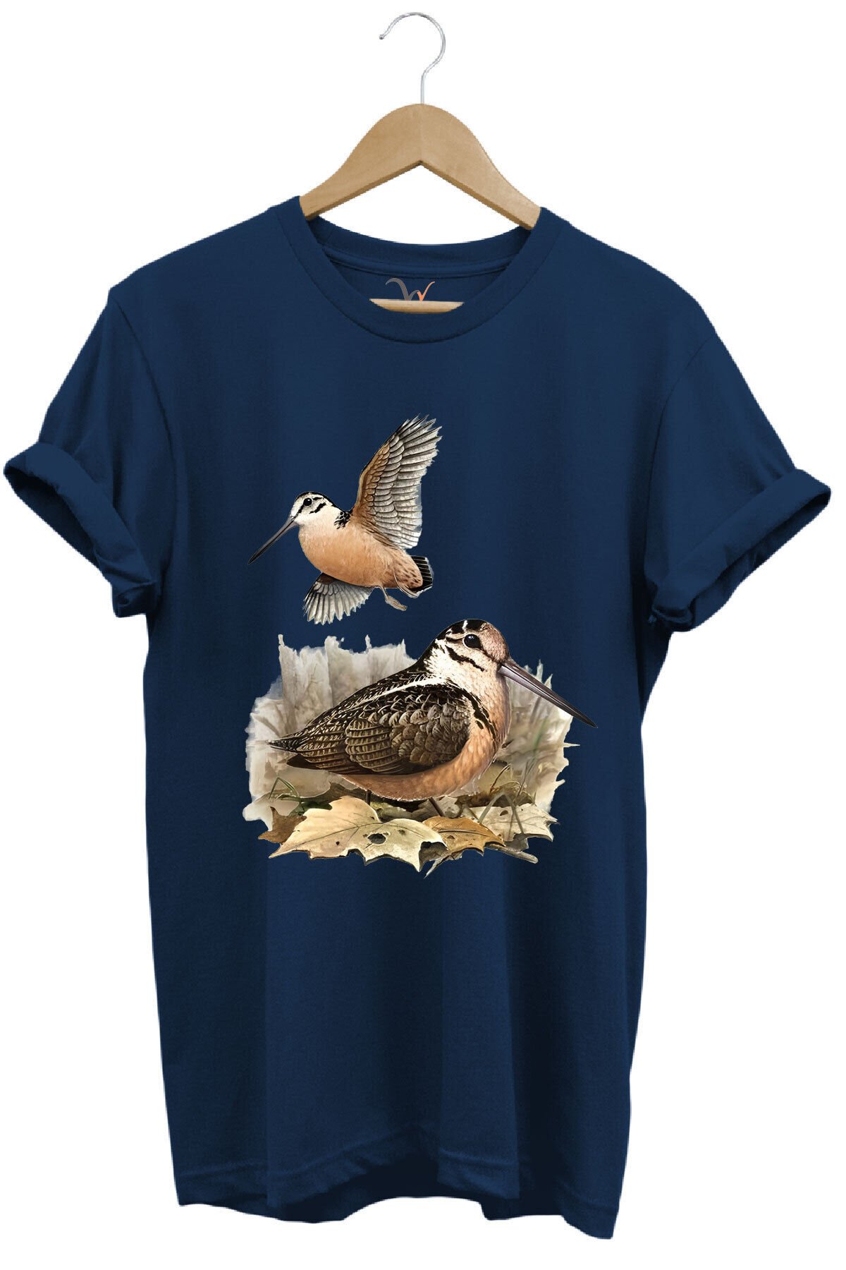 Avcılık Hunter Çulluk Avcılığı Baskılı %100 Pamuk Regular Fit Haki T-shirt Lacivert - S