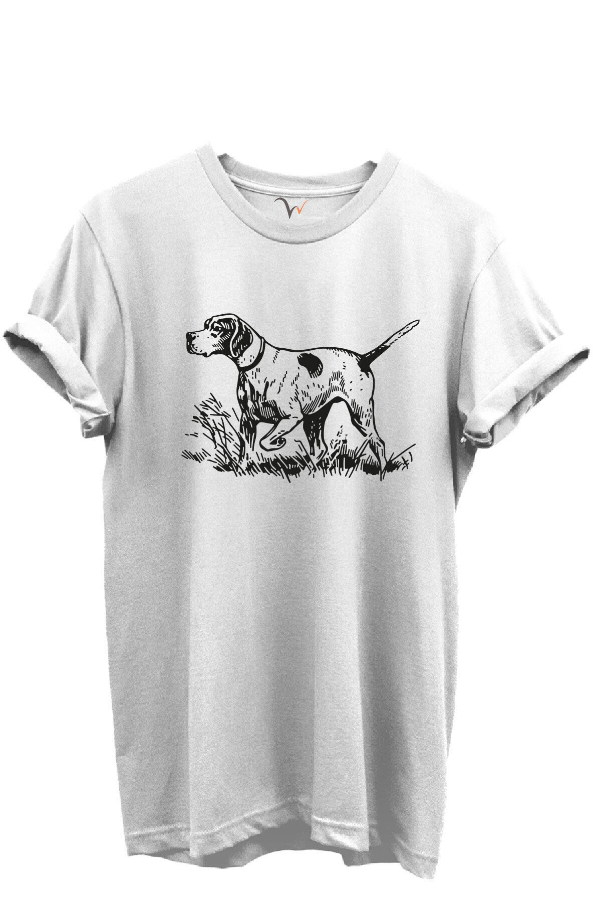 Siyah Çizgisel Pointer Av Köpeği Tasarımlı %100 Pamuk Regular Fit Unisex T-Shirt Beyaz - 2XL