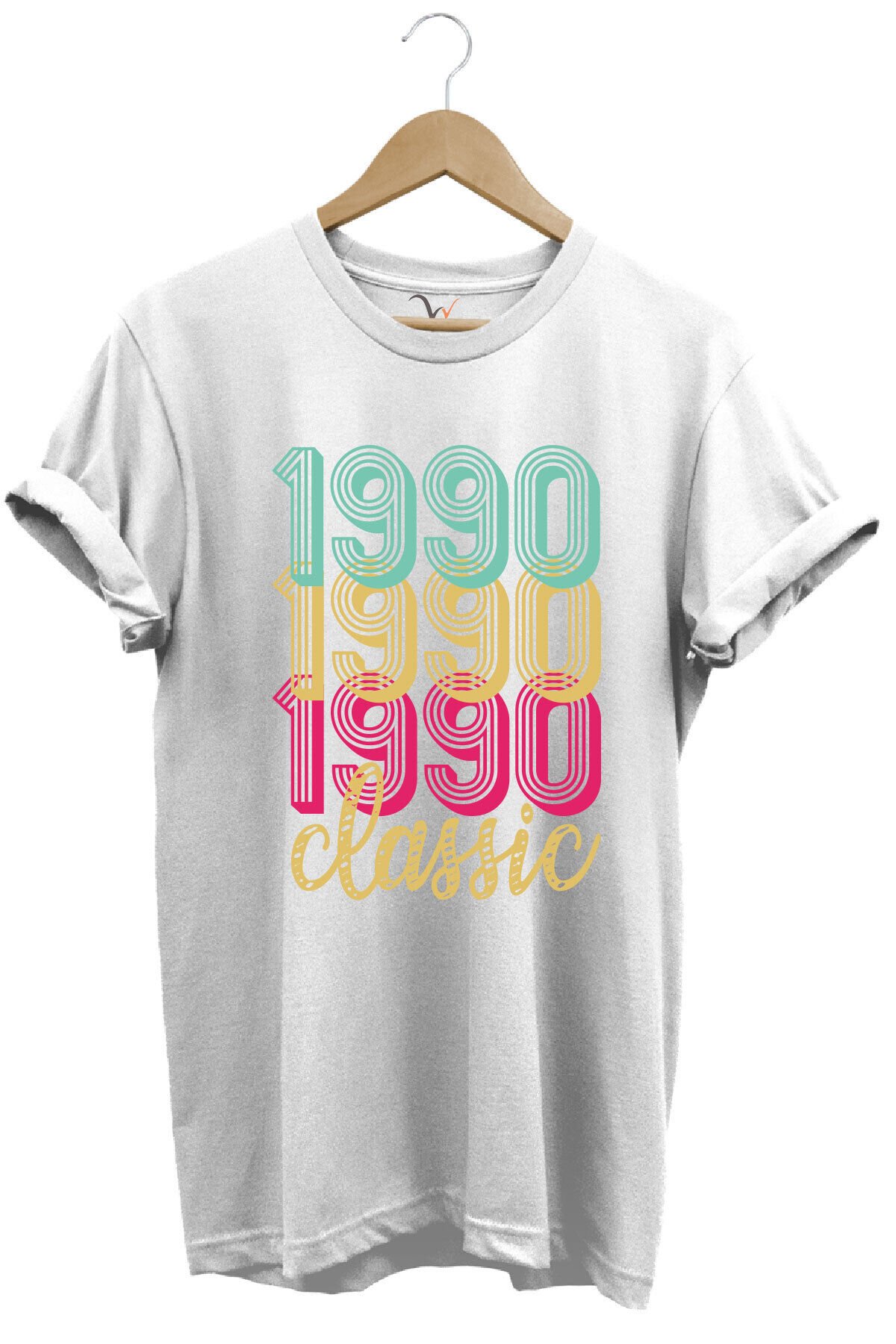 1990 Retro Vintage Classic Baskılı %100 Pamuk Regular Fit Unisex T-Shirt Beyaz - L
