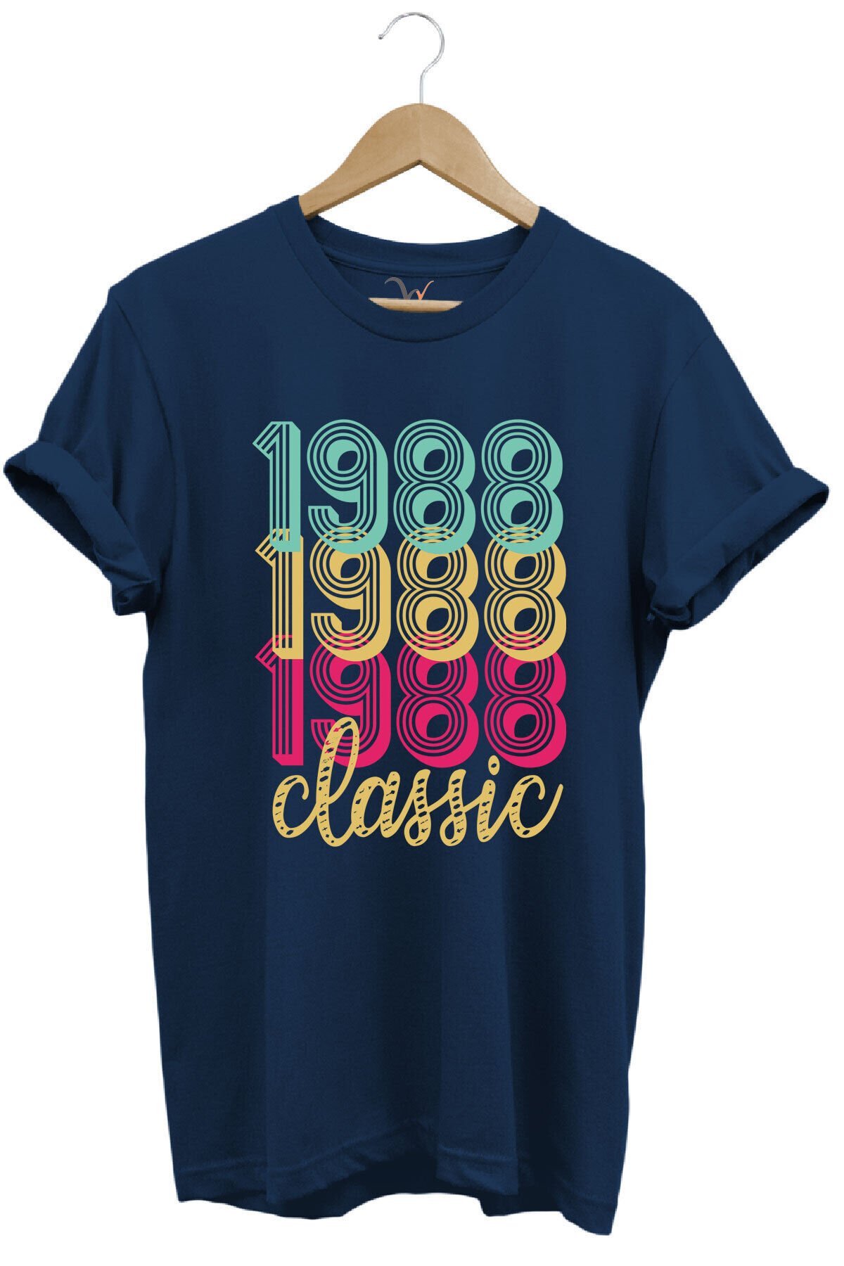 1988 Retro Vintage Classic Baskılı %100 Pamuk Regular Fit Unisex T-Shirt Lacivert - 2XL