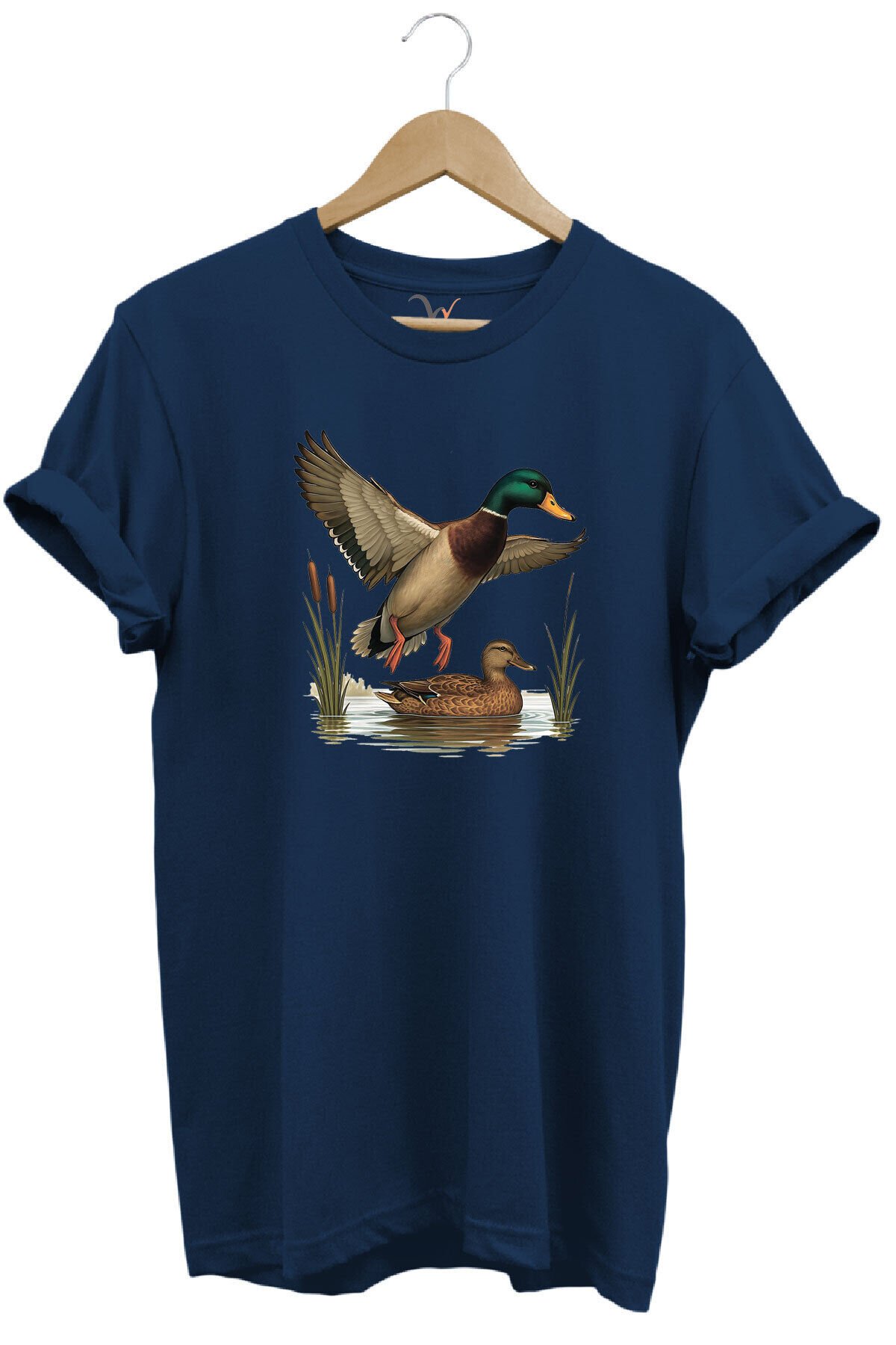 Avcılık Hunting Yeşilbaş Ördek Avı Sazlık Baskılı Tshirt Lacivert - XL