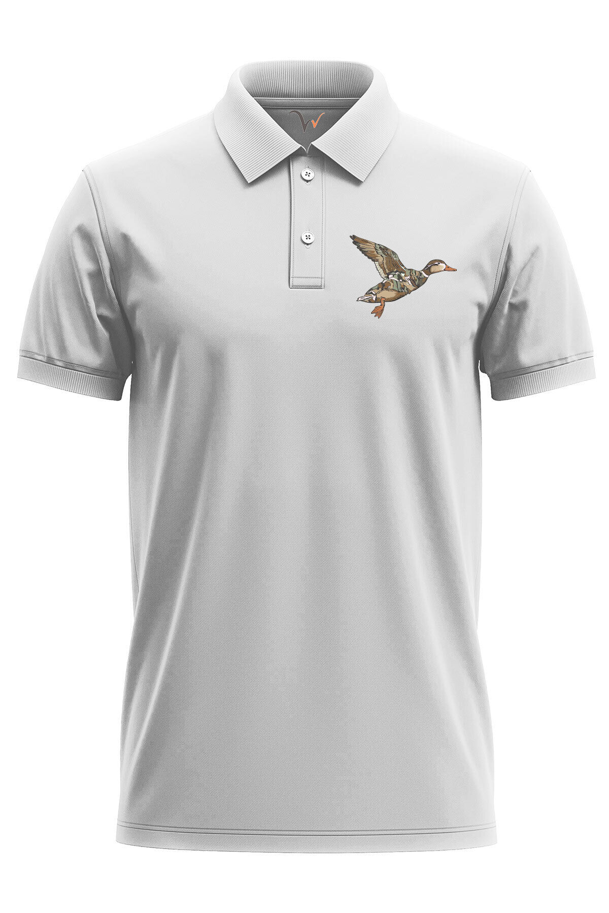 Avcılık Hunting Ördek Avı Kamuflaj Desenli Ördek Baskılı Regular Fit %100 Pamuk Polo Yaka T-Shirt Beyaz - 2XL