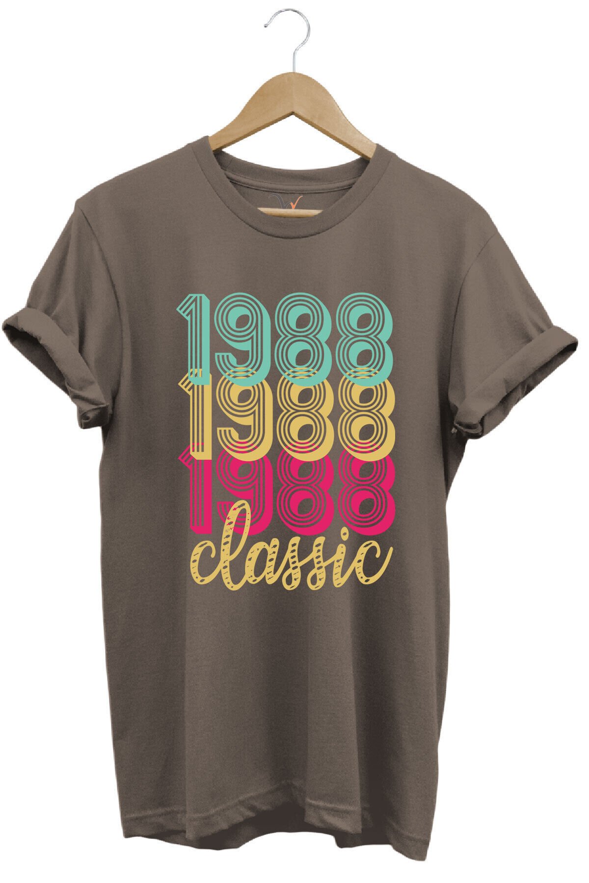 1988 Retro Vintage Classic Baskılı %100 Pamuk Regular Fit Unisex T-Shirt Kahverengi - L