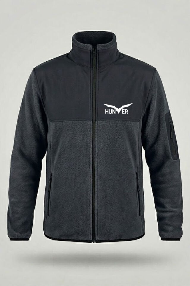 Avcılık Hunter Yazı Baskılı Dik Yaka Garnili Softshell Polar Ceket
