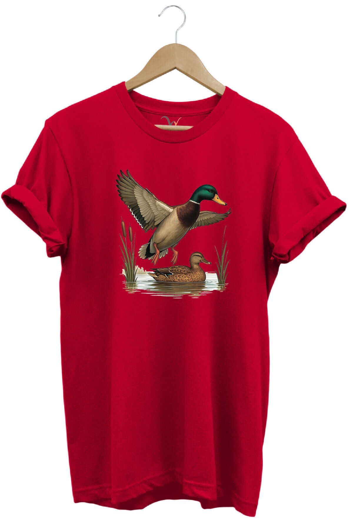 Avcılık Hunting Yeşilbaş Ördek Avı Sazlık Baskılı Tshirt Kırmızı - 2XL
