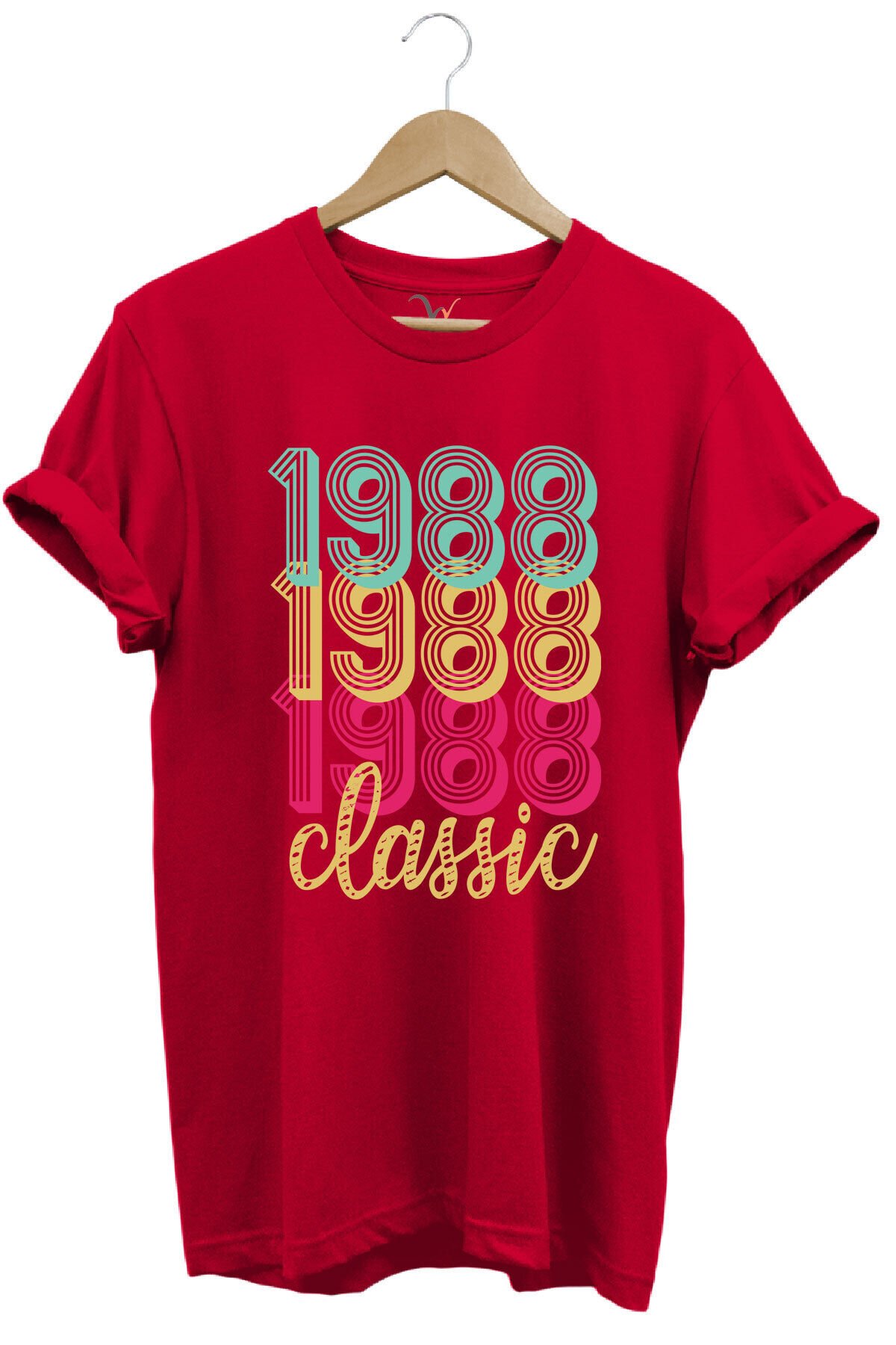1988 Retro Vintage Classic Baskılı %100 Pamuk Regular Fit Unisex T-Shirt Kırmızı - L