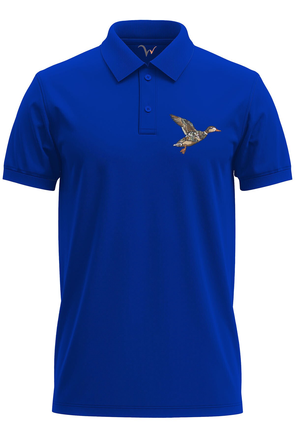 Avcılık Hunting Ördek Avı Kamuflaj Desenli Ördek Baskılı Regular Fit %100 Pamuk Polo Yaka T-Shirt Mavi - 3XL