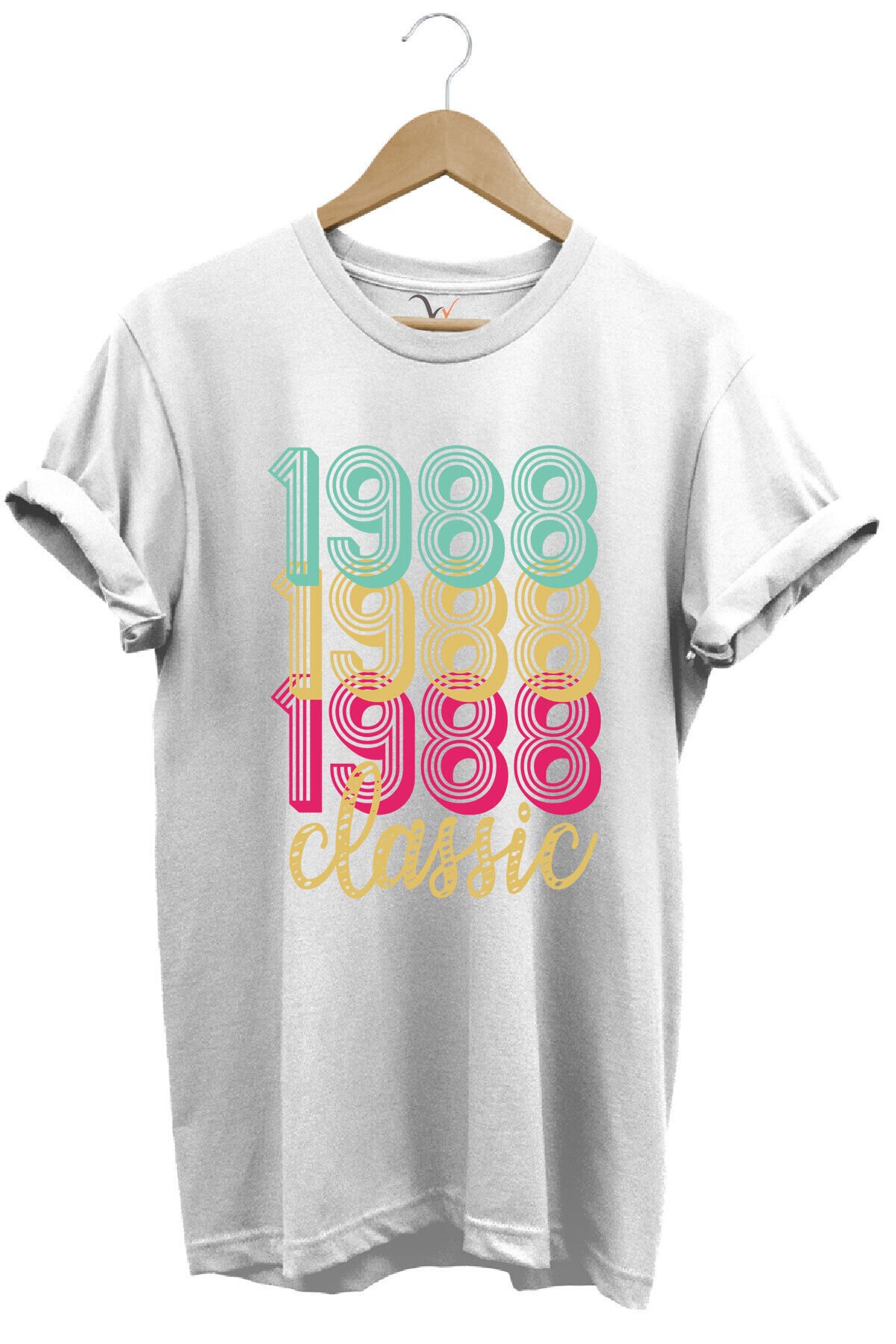 1988 Retro Vintage Classic Baskılı %100 Pamuk Regular Fit Unisex T-Shirt Beyaz - 3XL