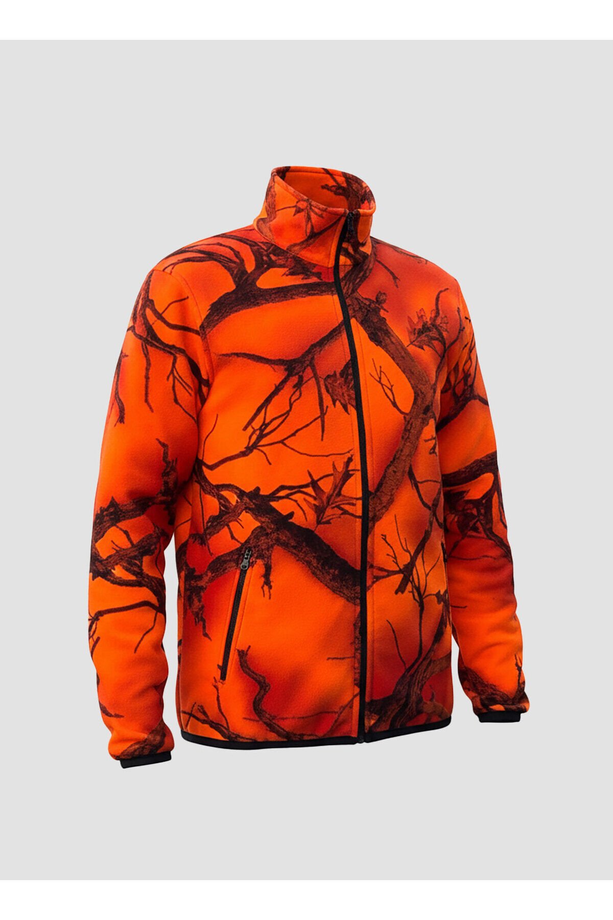 Outdoor Avcılık Turuncu Fosforlu Domuz Avcısı Tüylenme Yapmaz Regular Fit Tam Fermuarlı Polar Hırka