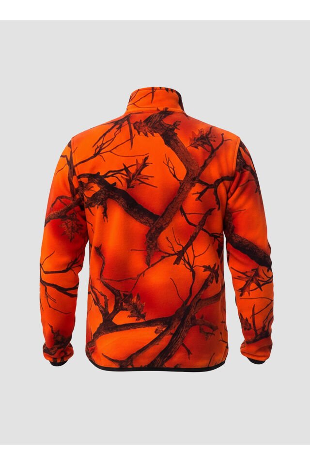 Outdoor Avcılık Turuncu Fosforlu Domuz Avcısı Tüylenme Yapmaz Regular Fit Tam Fermuarlı Polar Hırka