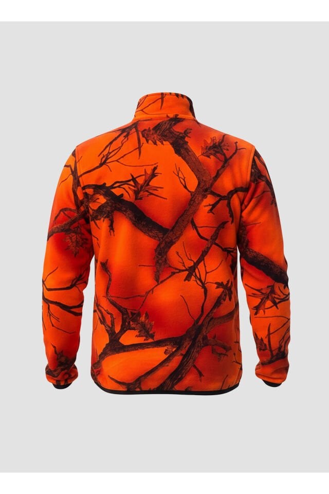 Outdoor Avcılık Turuncu Fosforlu Domuz Avcısı Tüylenme Yapmaz Regular Fit Tam Fermuarlı Polar Hırka