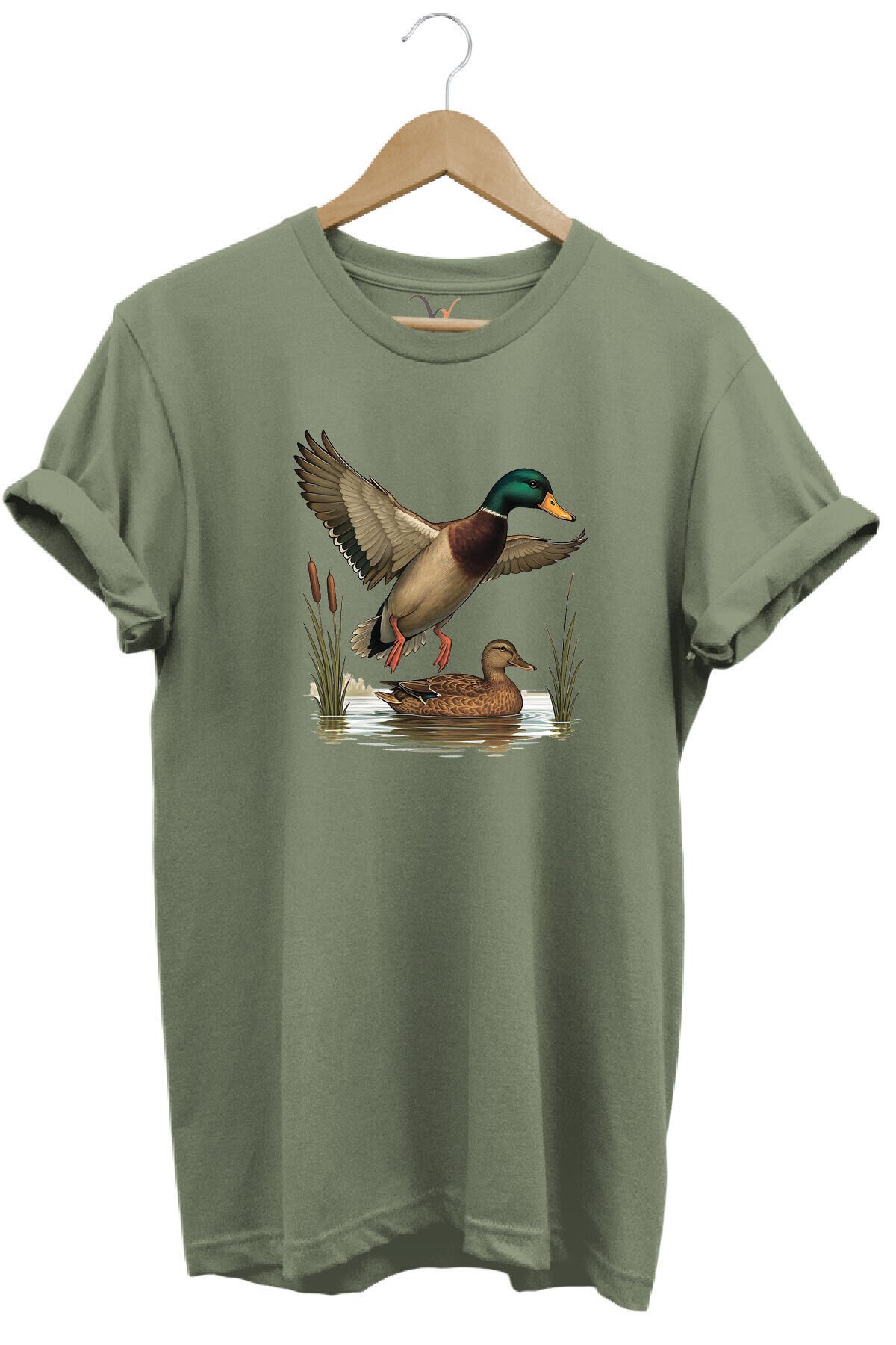 Avcılık Hunting Yeşilbaş Ördek Avı Sazlık Baskılı Tshirt Haki - S