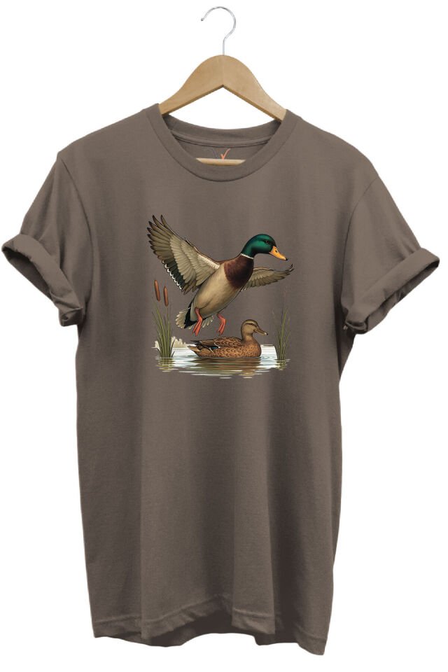 Avcılık Hunting Yeşilbaş Ördek Avı Sazlık Baskılı Tshirt Kahverengi - 2XL