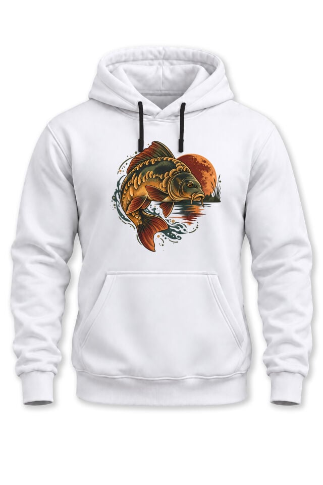 Sazan Balığı Baskılı Unisex Kapüşonlu Sweatshirt – Balıkçı Fishing Outdoor Hoodie