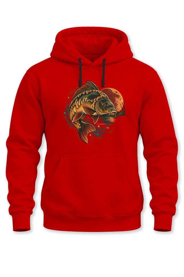 Sazan Balığı Baskılı Unisex Kapüşonlu Sweatshirt – Balıkçı Fishing Outdoor Hoodie
