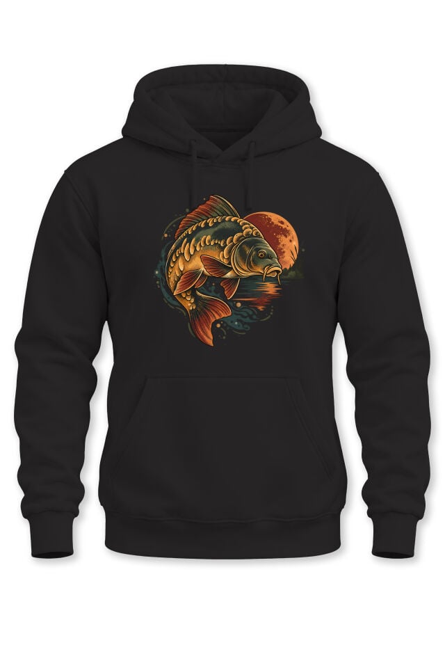 Sazan Balığı Baskılı Unisex Kapüşonlu Sweatshirt – Balıkçı Fishing Outdoor Hoodie
