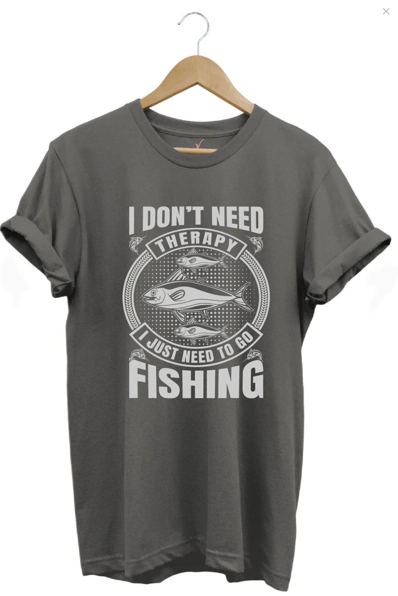 Fishing Balıkçı Balık Baskılı %100 Pamuk Regular Fit Gri T-shirt