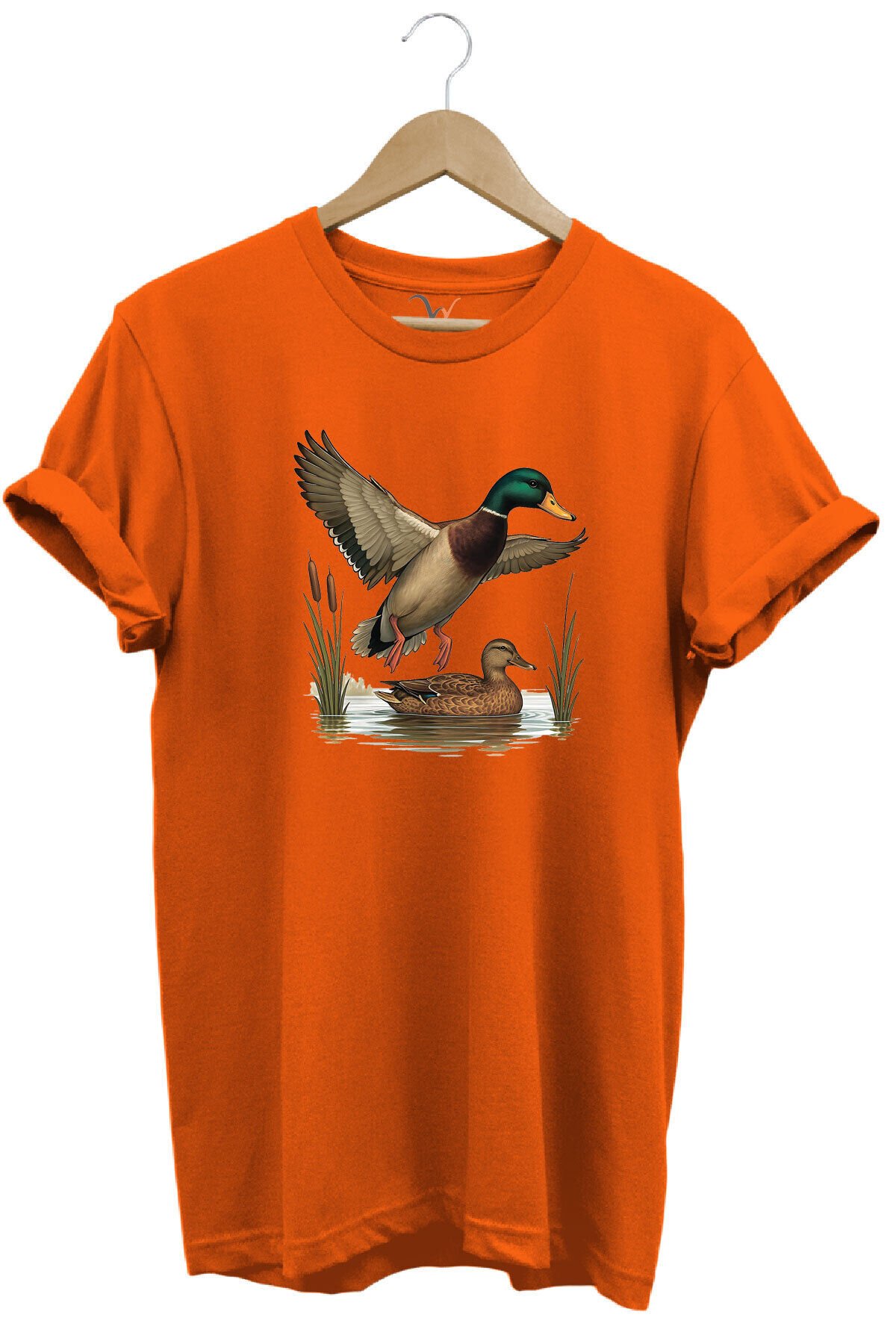Avcılık Hunting Yeşilbaş Ördek Avı Sazlık Baskılı Tshirt Turuncu - M