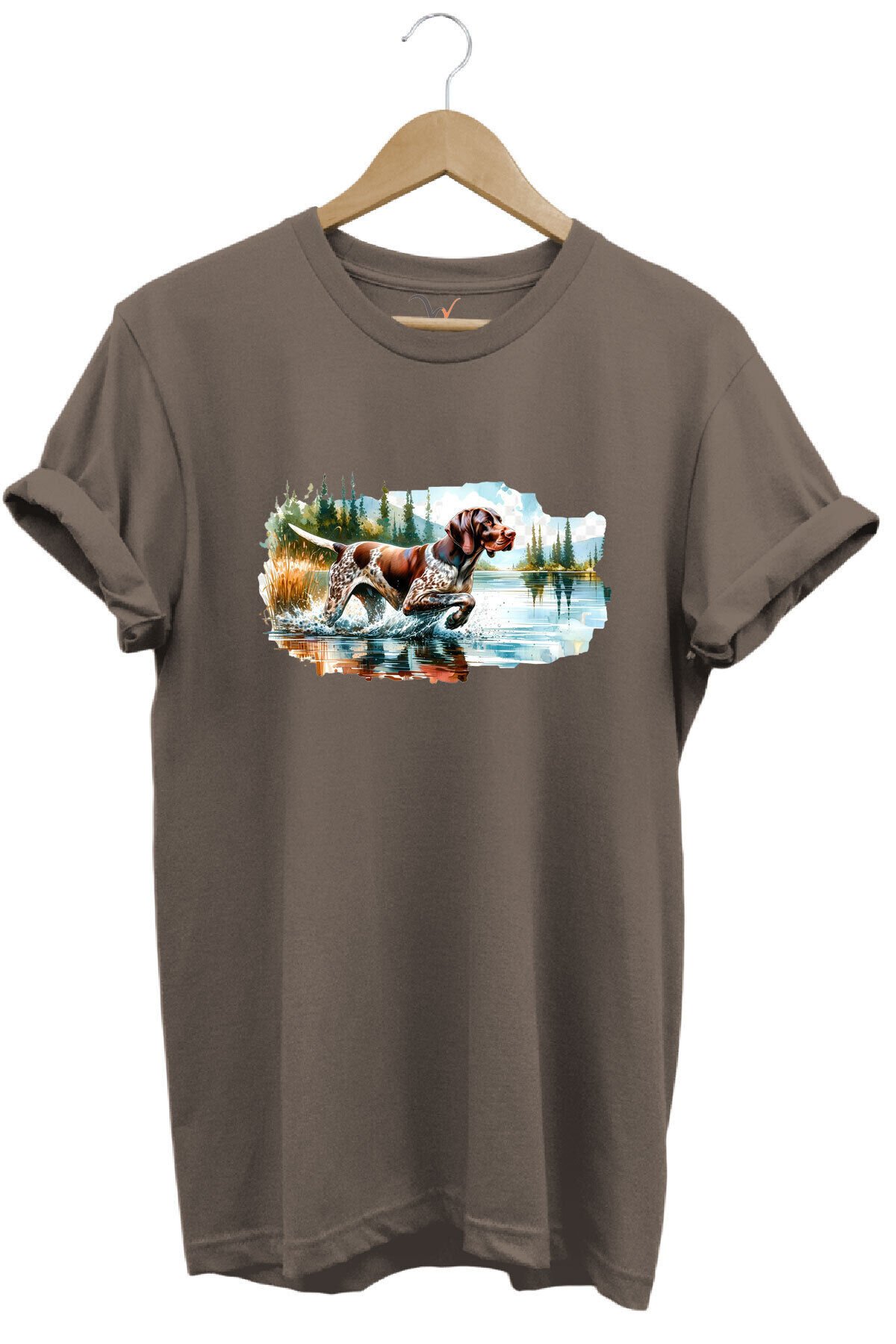 Avcılık Hunting Av Köpeği Baskılı %100 Pamuk Regular Fit T-shirt Kahverengi - L