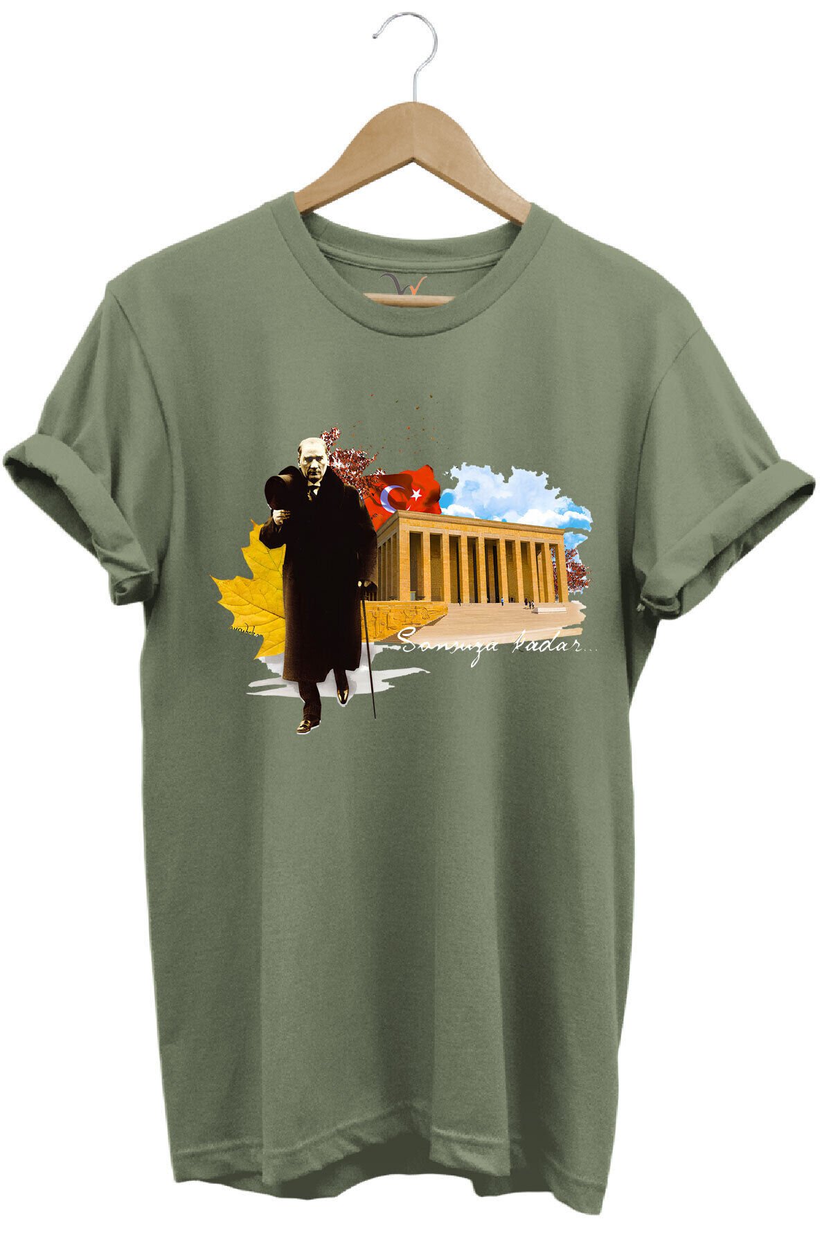 ATATÜRK ANITKABİR 10 Kasım 29 Ekim 23 Nisan 19 Mayıs Cumhuriyet Sonsuza Kadar Regular Fit T-SHİRT Haki Yeşil - 3XL