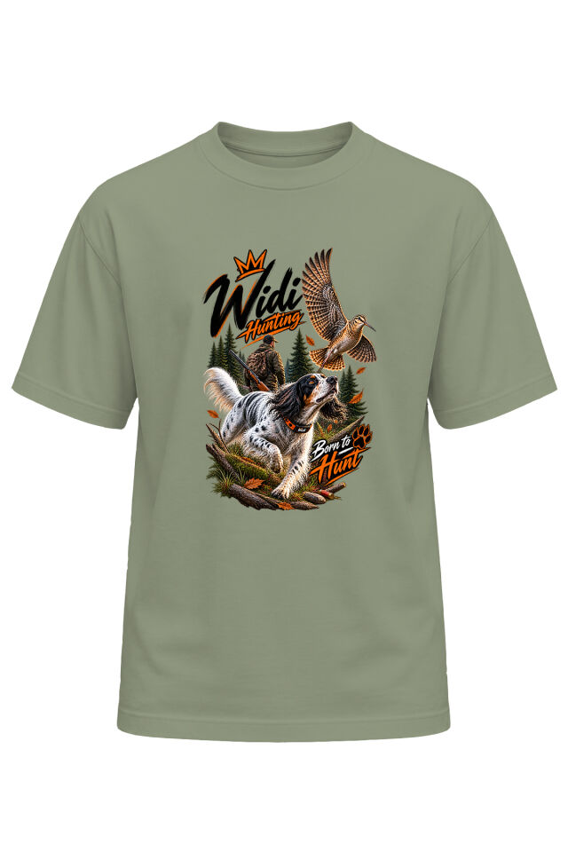 Widi Collection Özel Tasarım Avcılık Setter Köpek Baskılı Doğa Premium Tişört