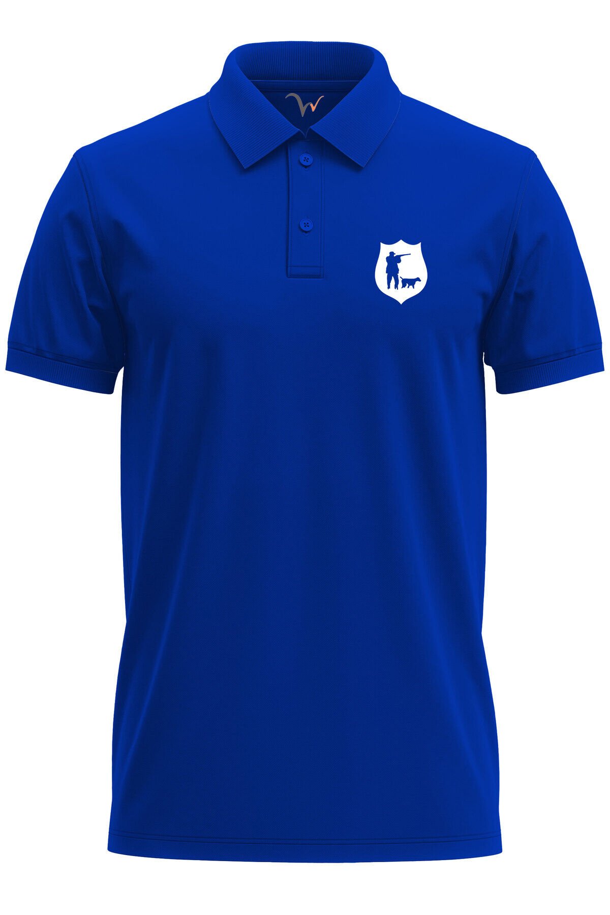 Avcılık Hunter Avcı ve Köpeği Tasarım Baskılı Vahşi Yaşam %100 Pamuk Regular Fit Polo T-Shirt Mavi - M