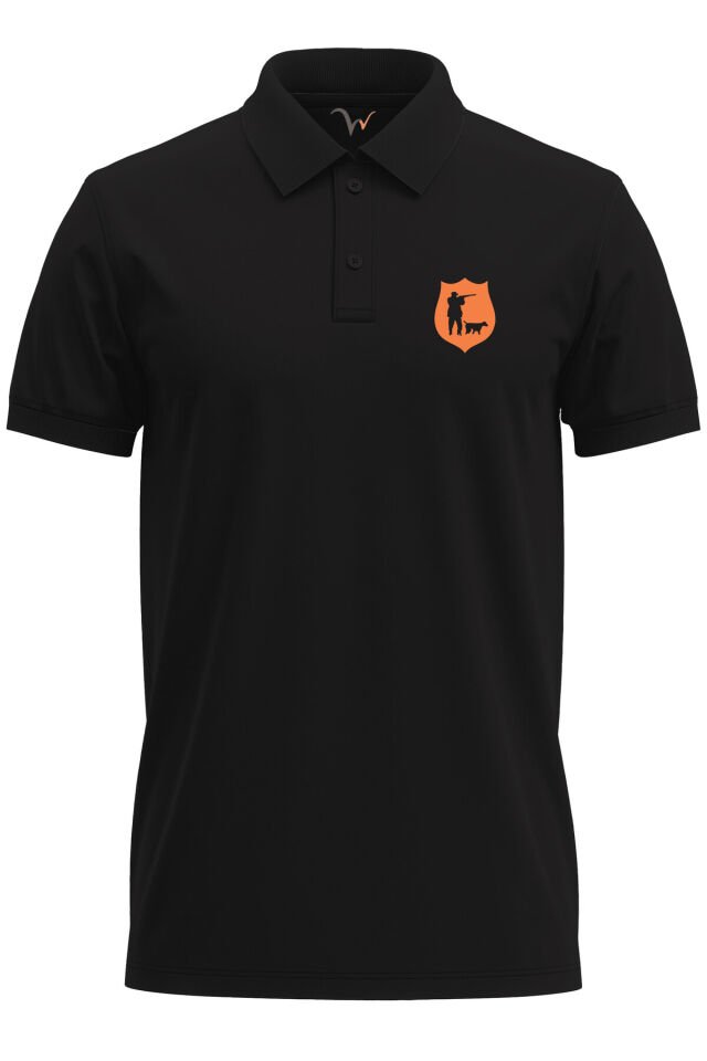 Avcılık Hunter Avcı ve Köpeği Tasarım Baskılı Vahşi Yaşam %100 Pamuk Regular Fit Polo T-Shirt Siyah - XL
