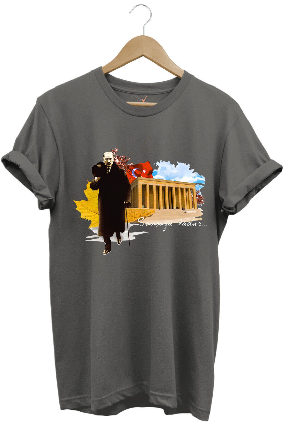 ATATÜRK ANITKABİR 10 Kasım 29 Ekim 23 Nisan 19 Mayıs Cumhuriyet Sonsuza Kadar Regular Fit T-SHİRT Antrasit - XL