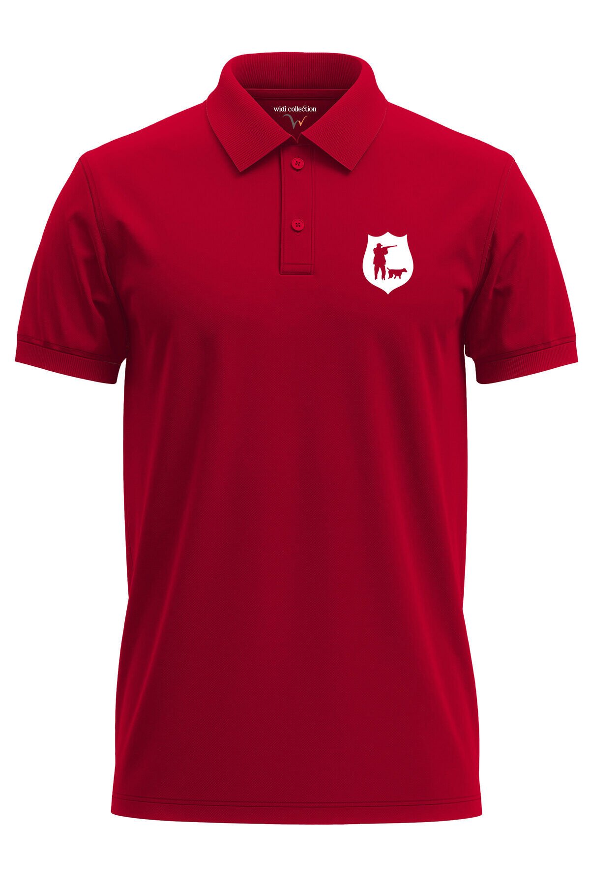 Avcılık Hunter Avcı ve Köpeği Tasarım Baskılı Vahşi Yaşam %100 Pamuk Regular Fit Polo T-Shirt Kırmızı - XL