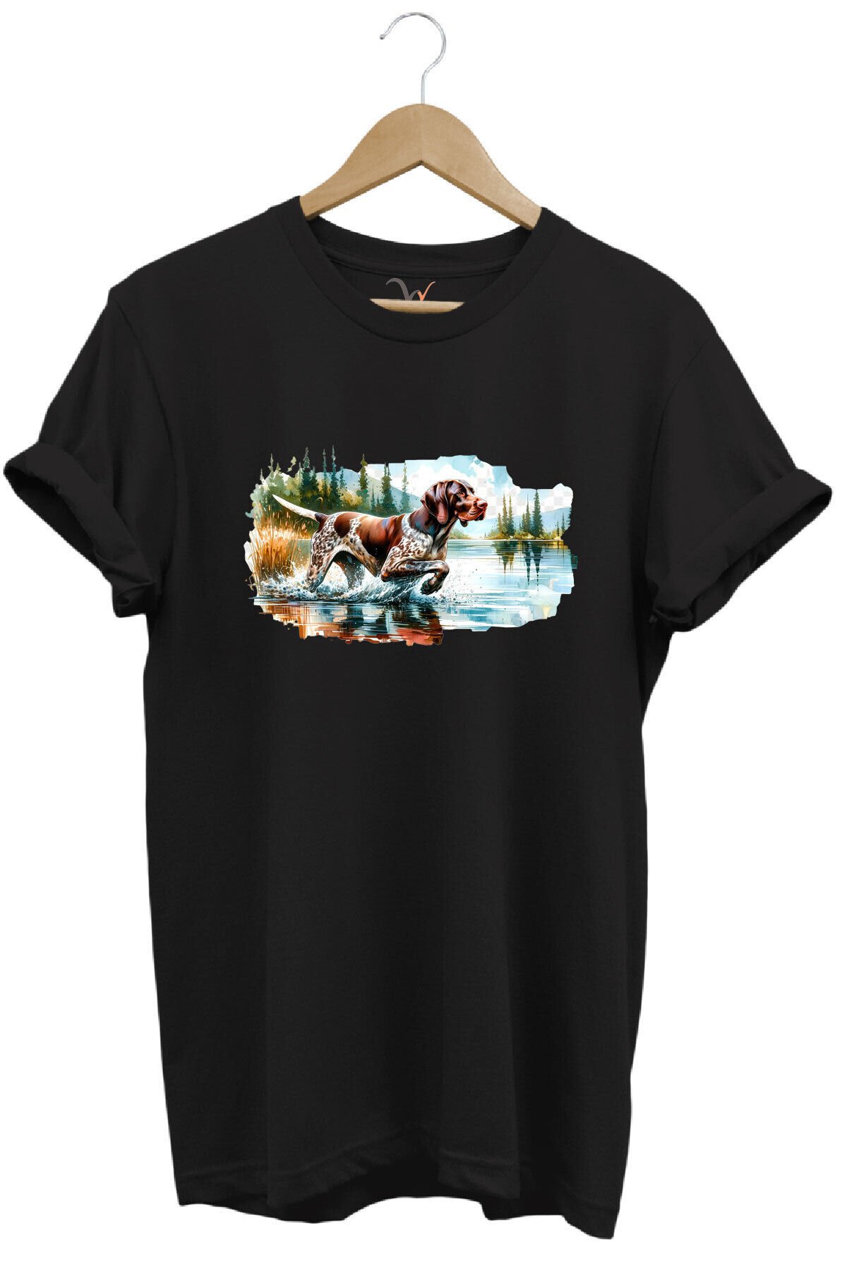 Avcılık Hunting Av Köpeği Baskılı %100 Pamuk Regular Fit T-shirt Siyah - XL
