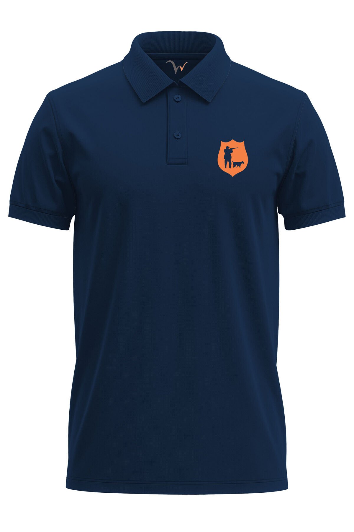 Avcılık Hunter Avcı ve Köpeği Tasarım Baskılı Vahşi Yaşam %100 Pamuk Regular Fit Polo T-Shirt Lacivert - M