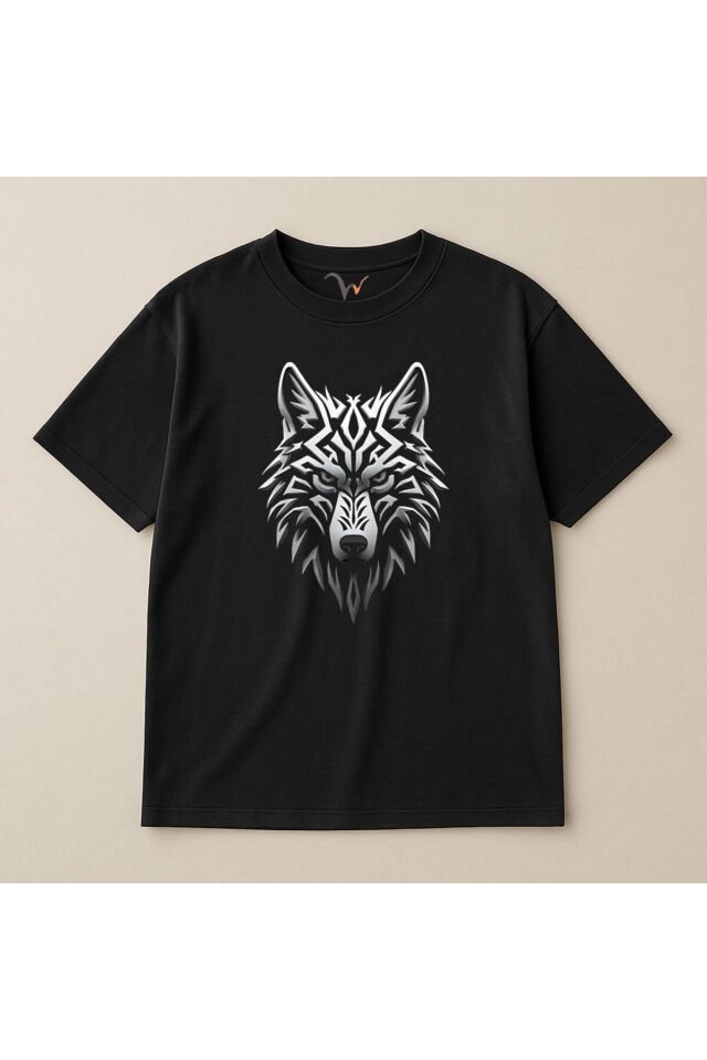 KURT ve TÜRK Özel Koleksiyon Serisi-4 Tasarım Baskılı %100 Pamuk Oversize T-shirt Siyah - M