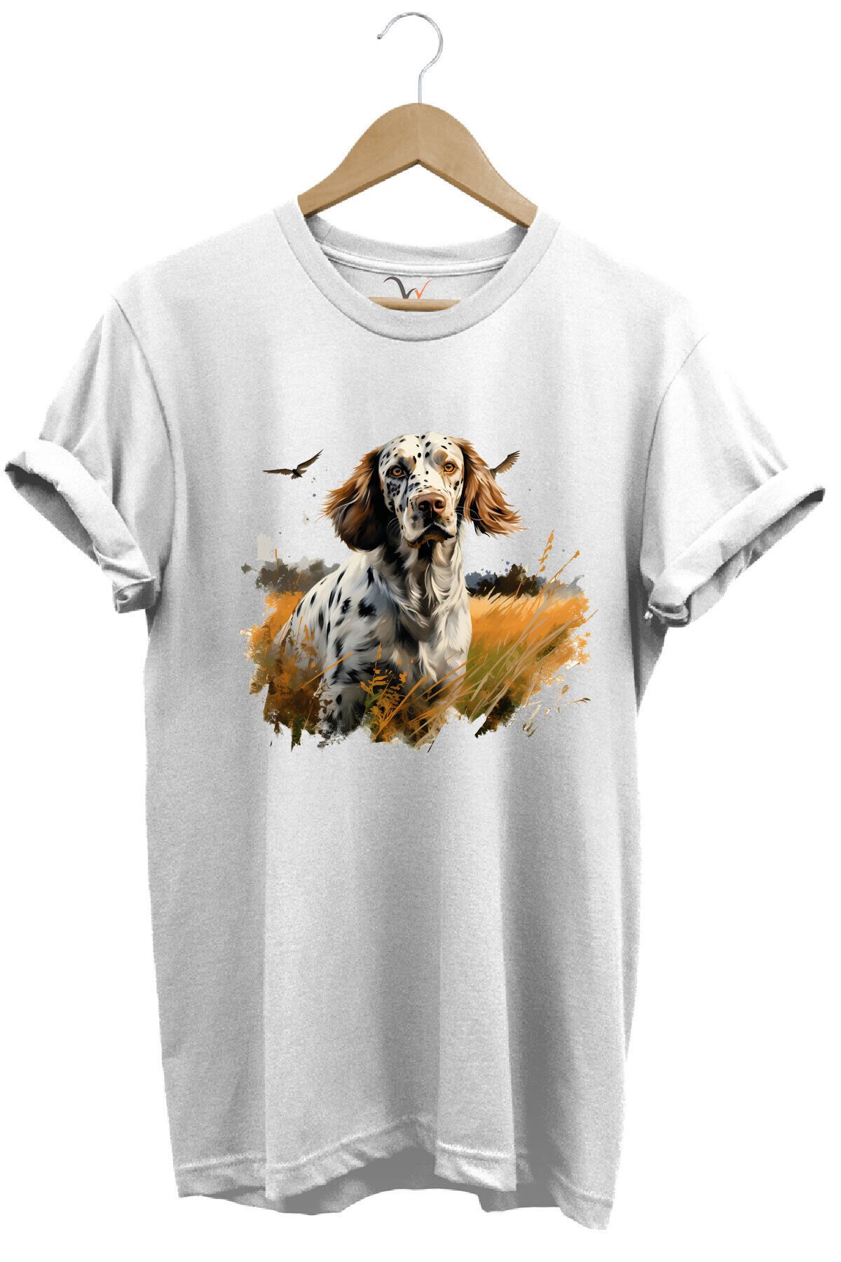 Avcılık Hunting English Setter Vahşi Yaşam Avcı Köpeği %100 Pamuk Unisex Regular Fit T-Shirt Beyaz - 2XL