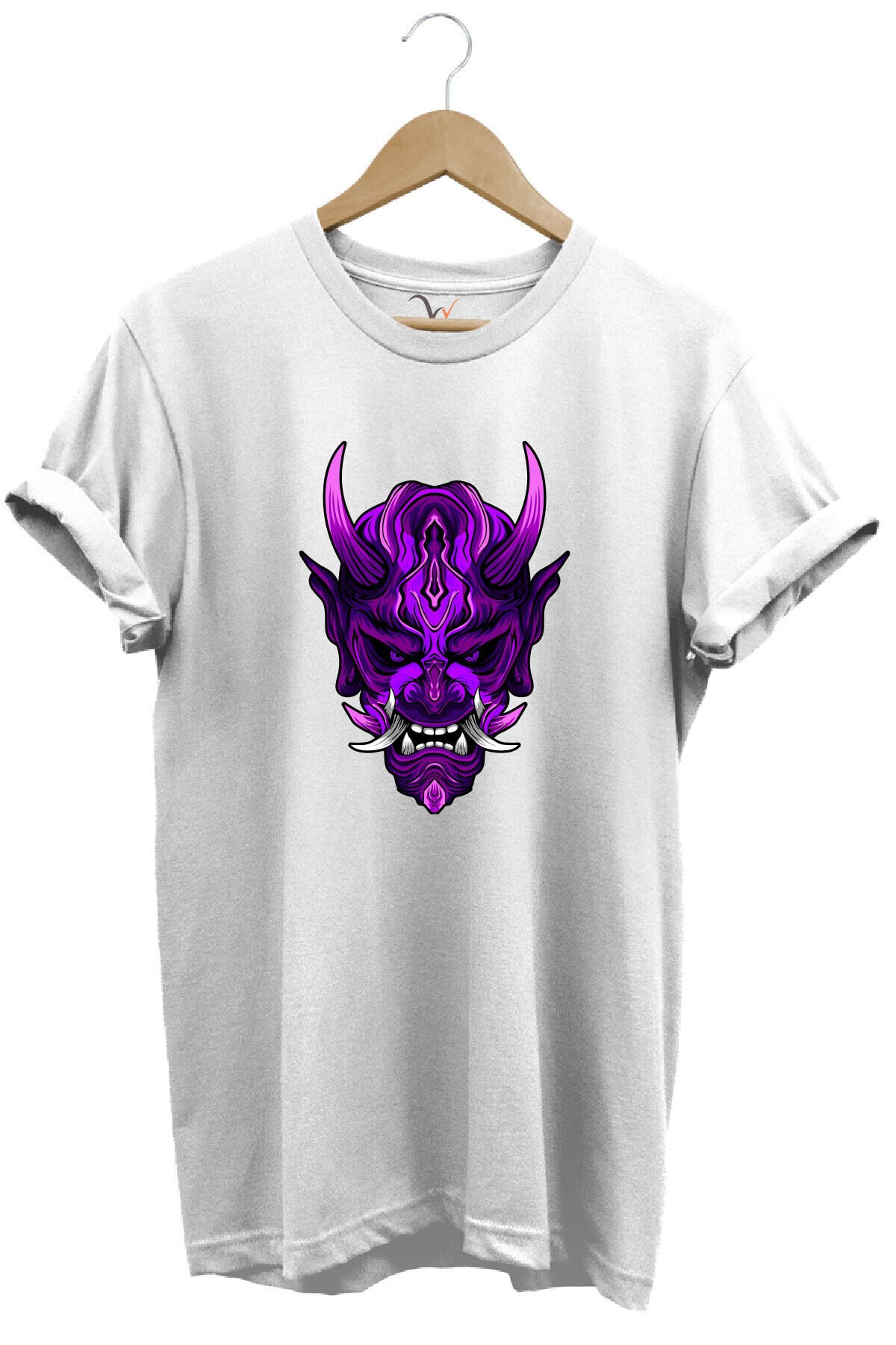 Anime Mor Kuru Kafa Baskılı %100 Pamuk Regular Fit Bisiklet Yaka Haki T-shirt Beyaz - XL