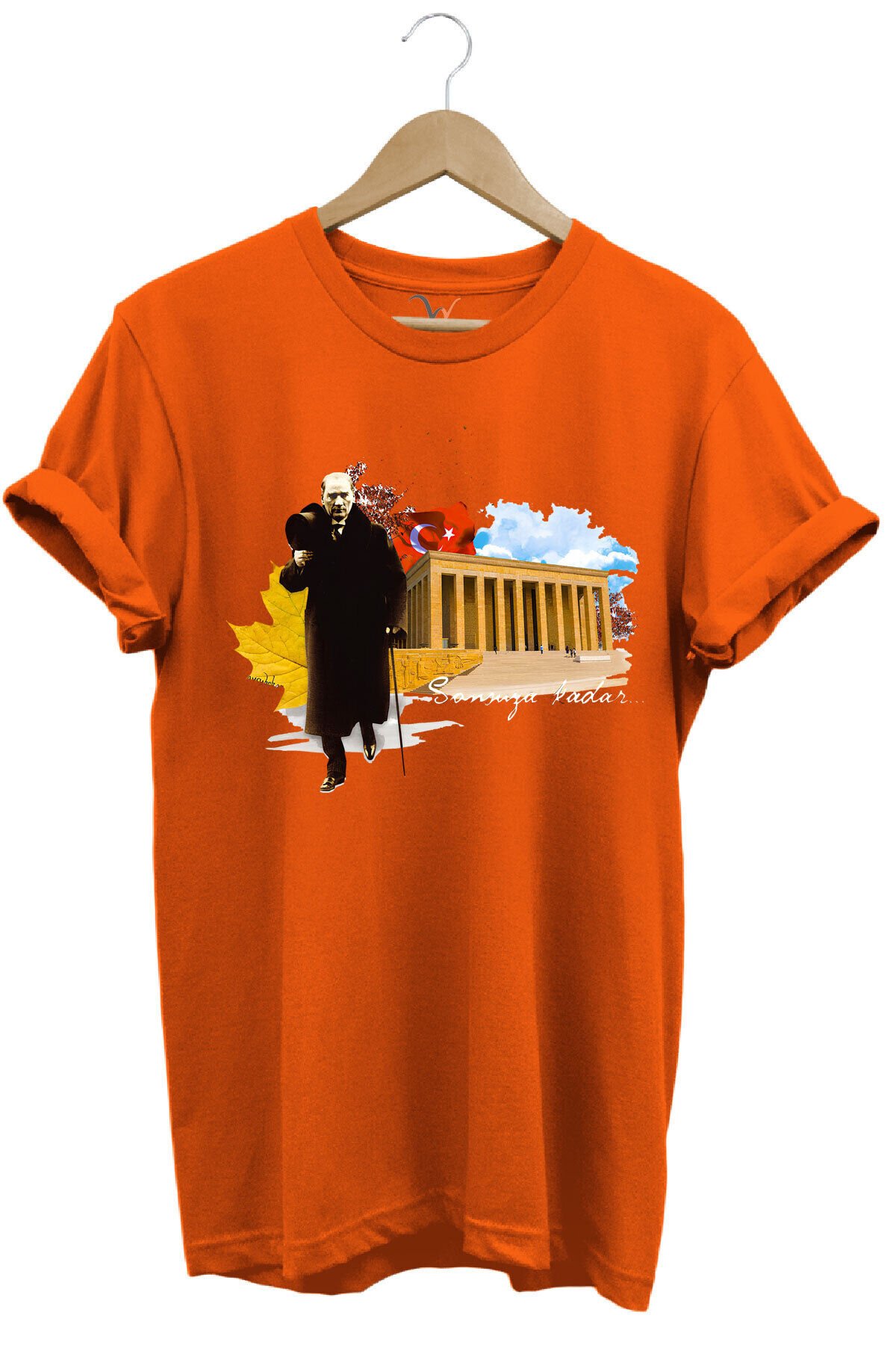 ATATÜRK ANITKABİR 10 Kasım 29 Ekim 23 Nisan 19 Mayıs Cumhuriyet Sonsuza Kadar Regular Fit T-SHİRT Turuncu - 3XL
