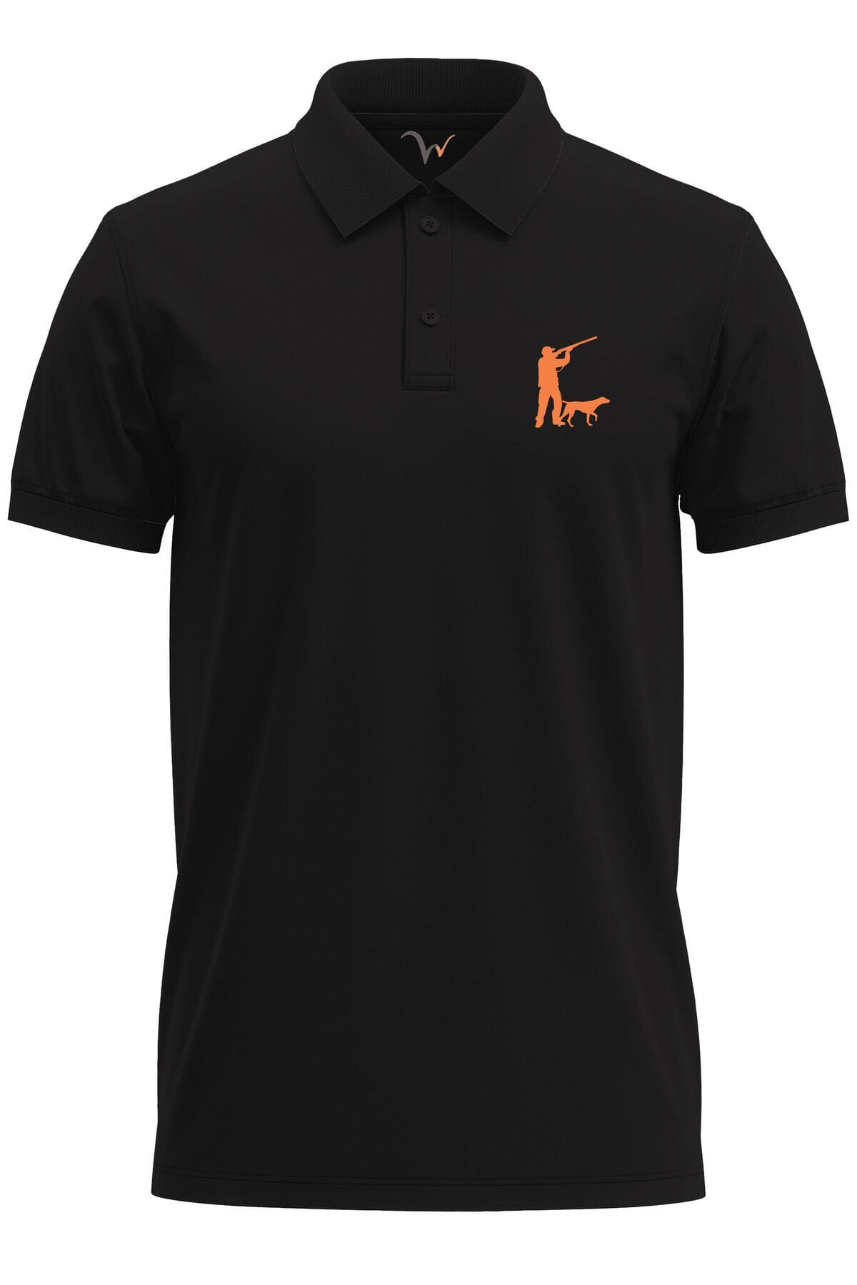 Avcılık Hunter Avcı Ve Av Köpeği Tasarım Baskılı Pamuk Regular Fit Polo Haki T-shirt Siyah - L