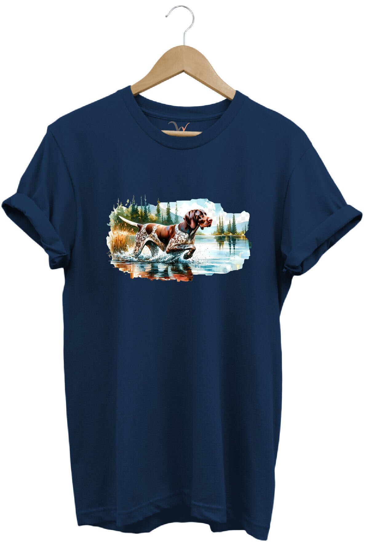 Avcılık Hunting Av Köpeği Baskılı %100 Pamuk Regular Fit T-shirt Lacivert - L