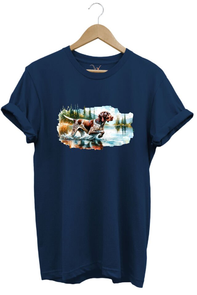 Avcılık Hunting Av Köpeği Baskılı %100 Pamuk Regular Fit T-shirt Lacivert - L