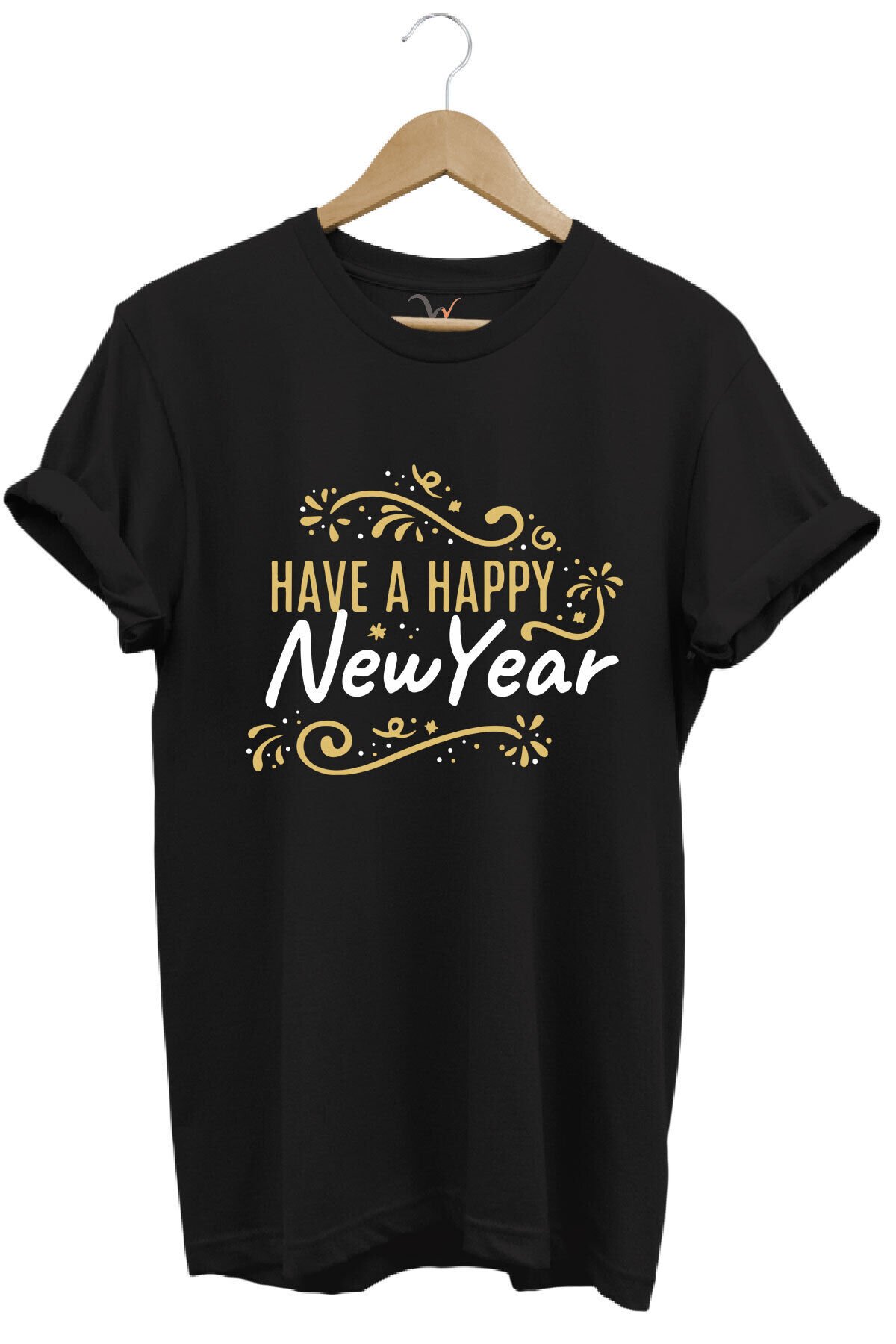 Yılbaşı Yeni Yıl Noel Merry Christmas Baskılı %100 Pamuk Regular Fit Siyah T-shirt Siyah - S