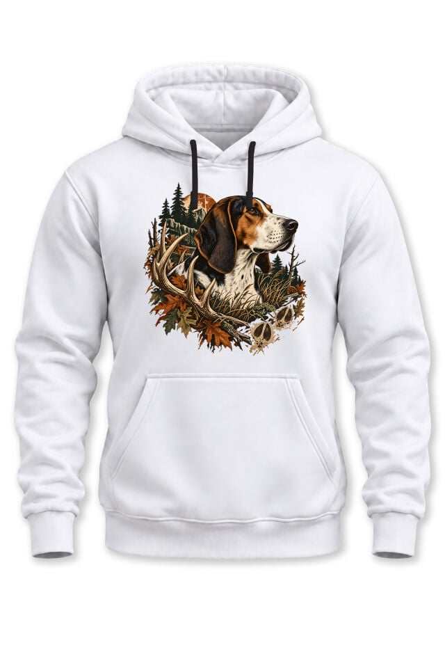 Av Köpeği ve Geyik Temalı Unisex Kapüşonlu Sweatshirt – Hunting Outdoor Avcı Hoodie